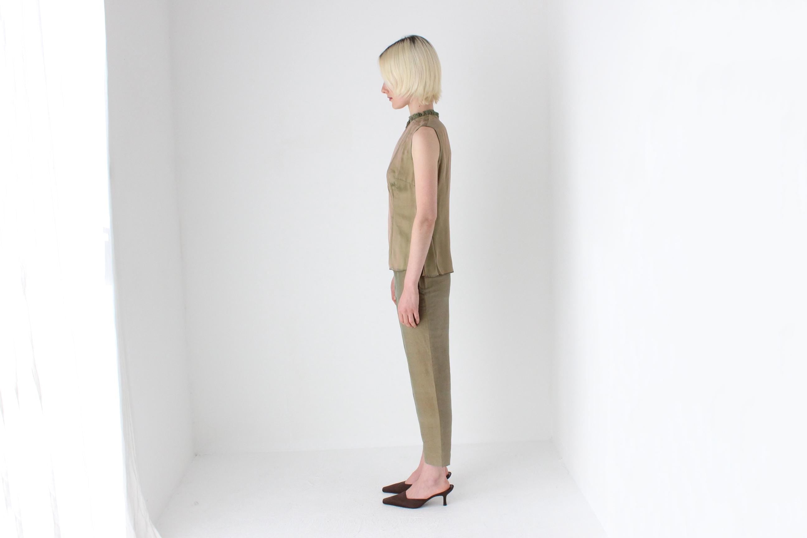 80s Italian Vintage Raw Silk Trousers
