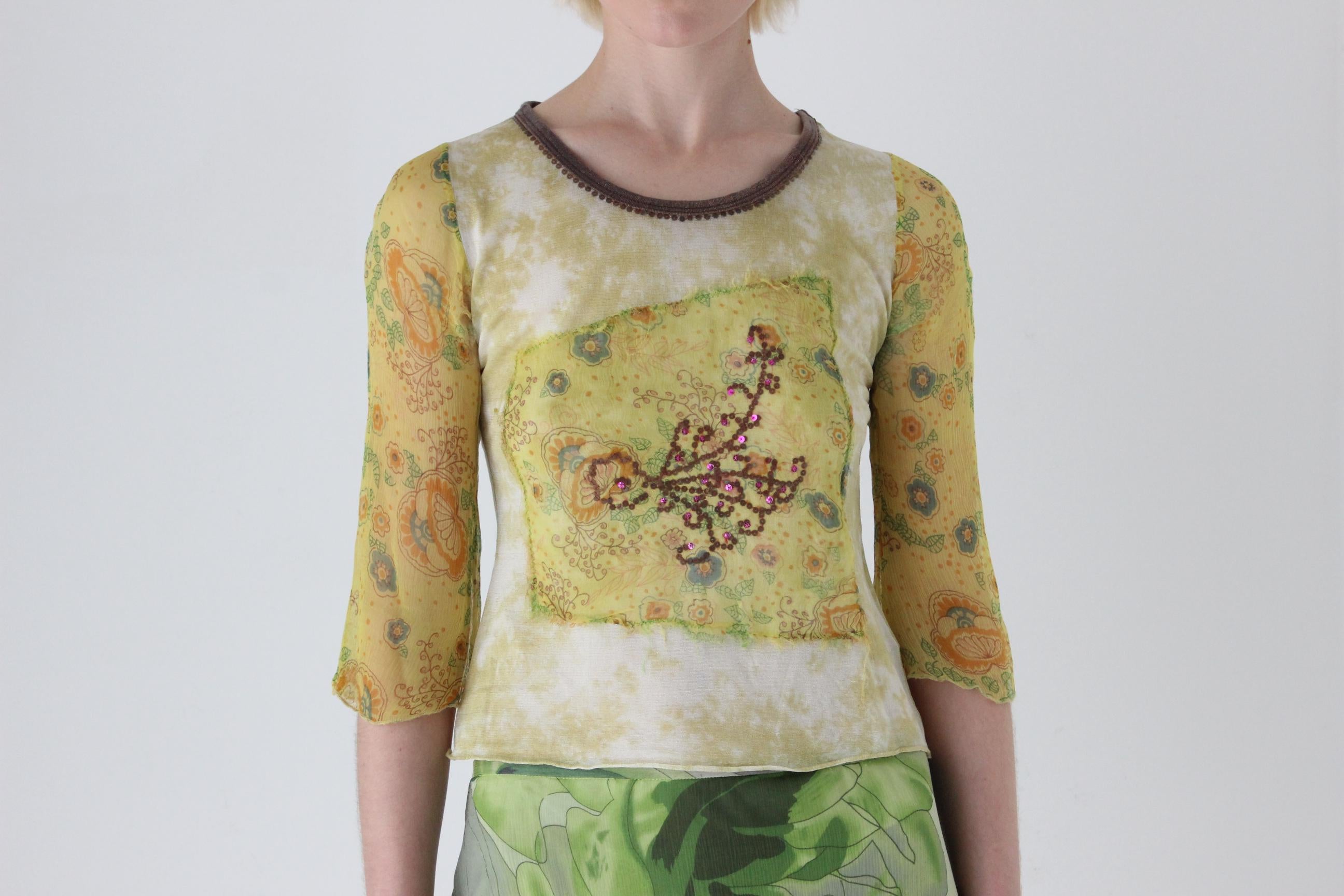 90s Mesh Multi-Texture Patchwork Top by Marlboro Classics