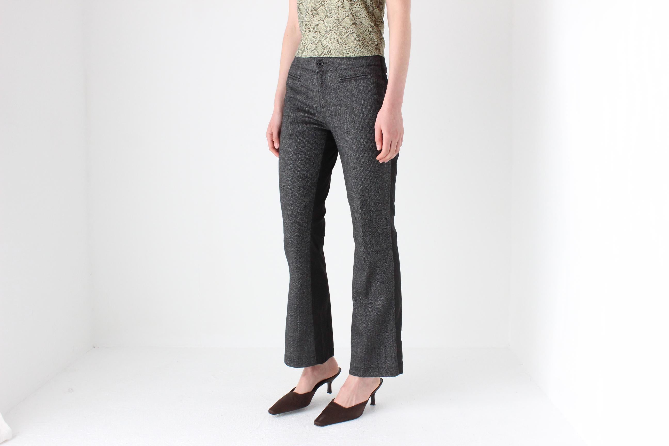 90s MOSCHINO Tweed Low Rise Kick Flare Trousers
