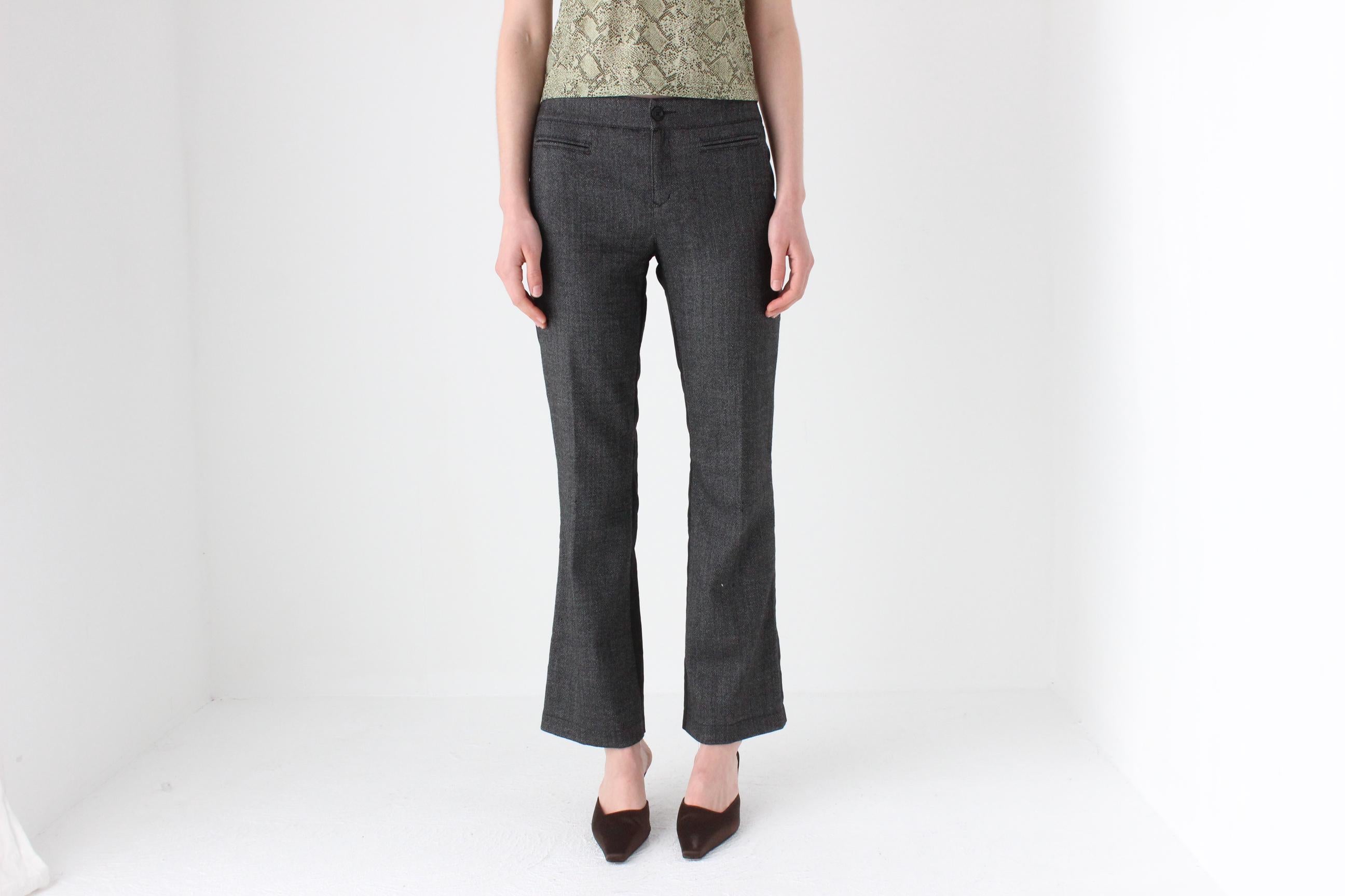 90s MOSCHINO Tweed Low Rise Kick Flare Trousers