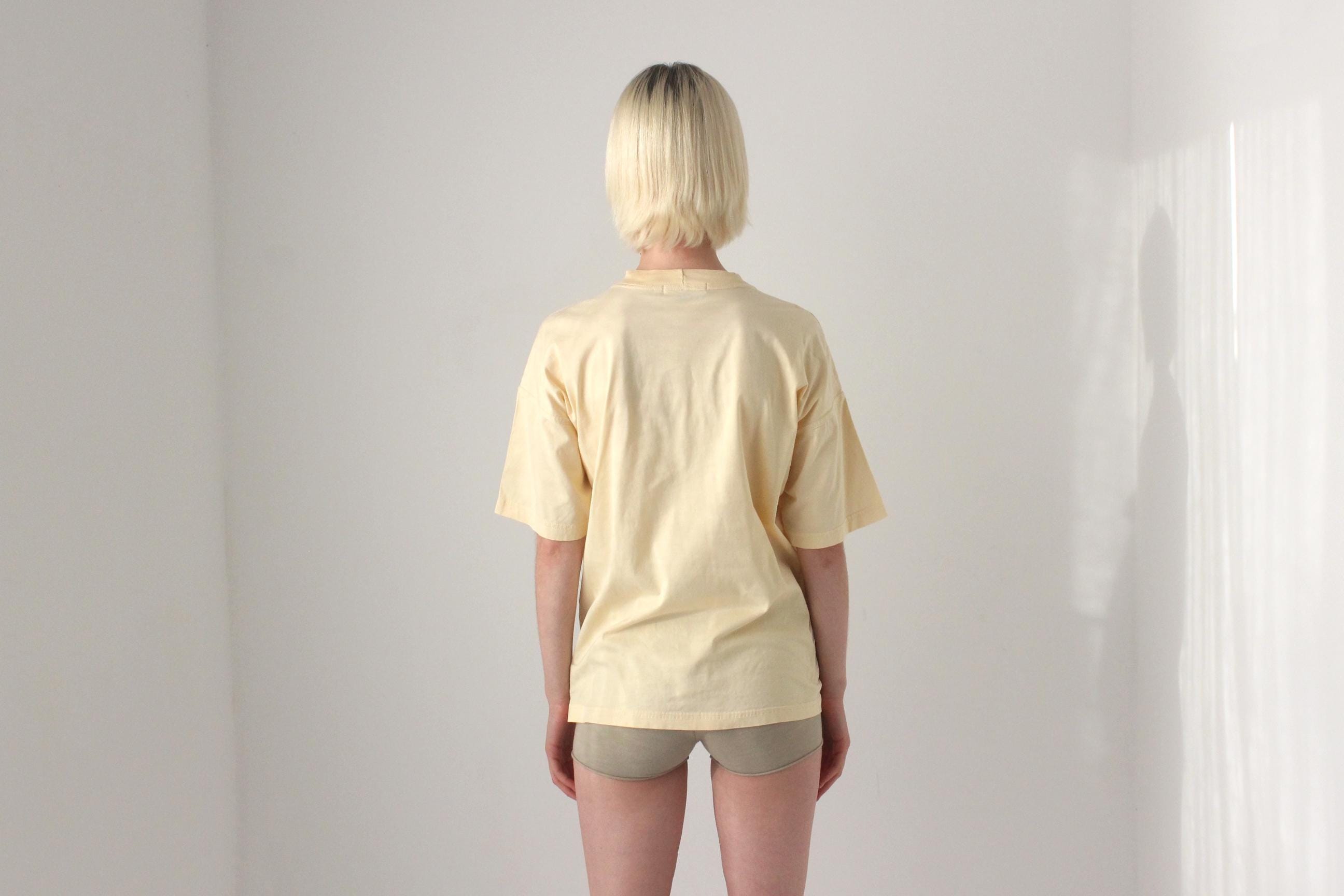80s Italian Vintage Butter Yellow Crew Neck Tee