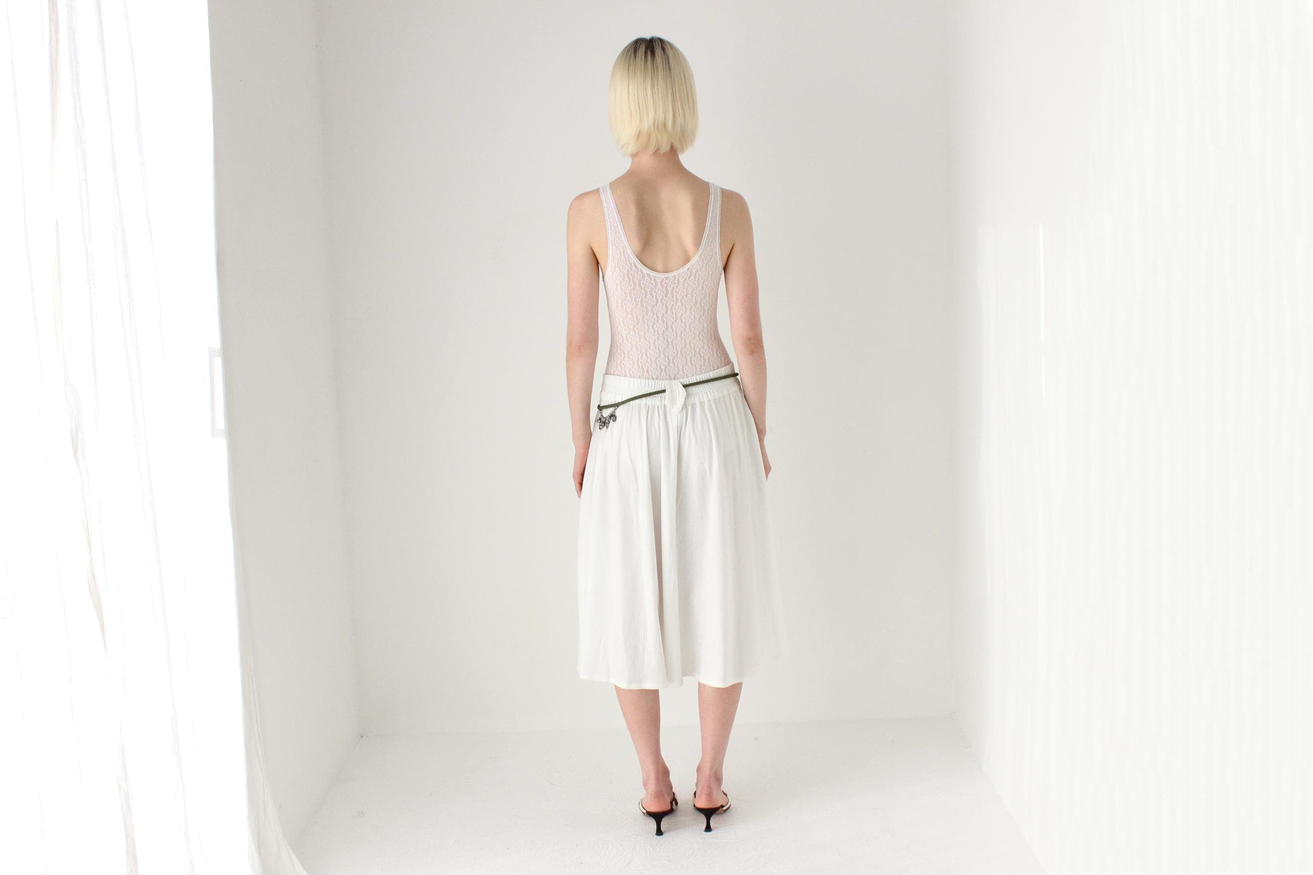 1970s Italian Vintage White Lace Bodysuit