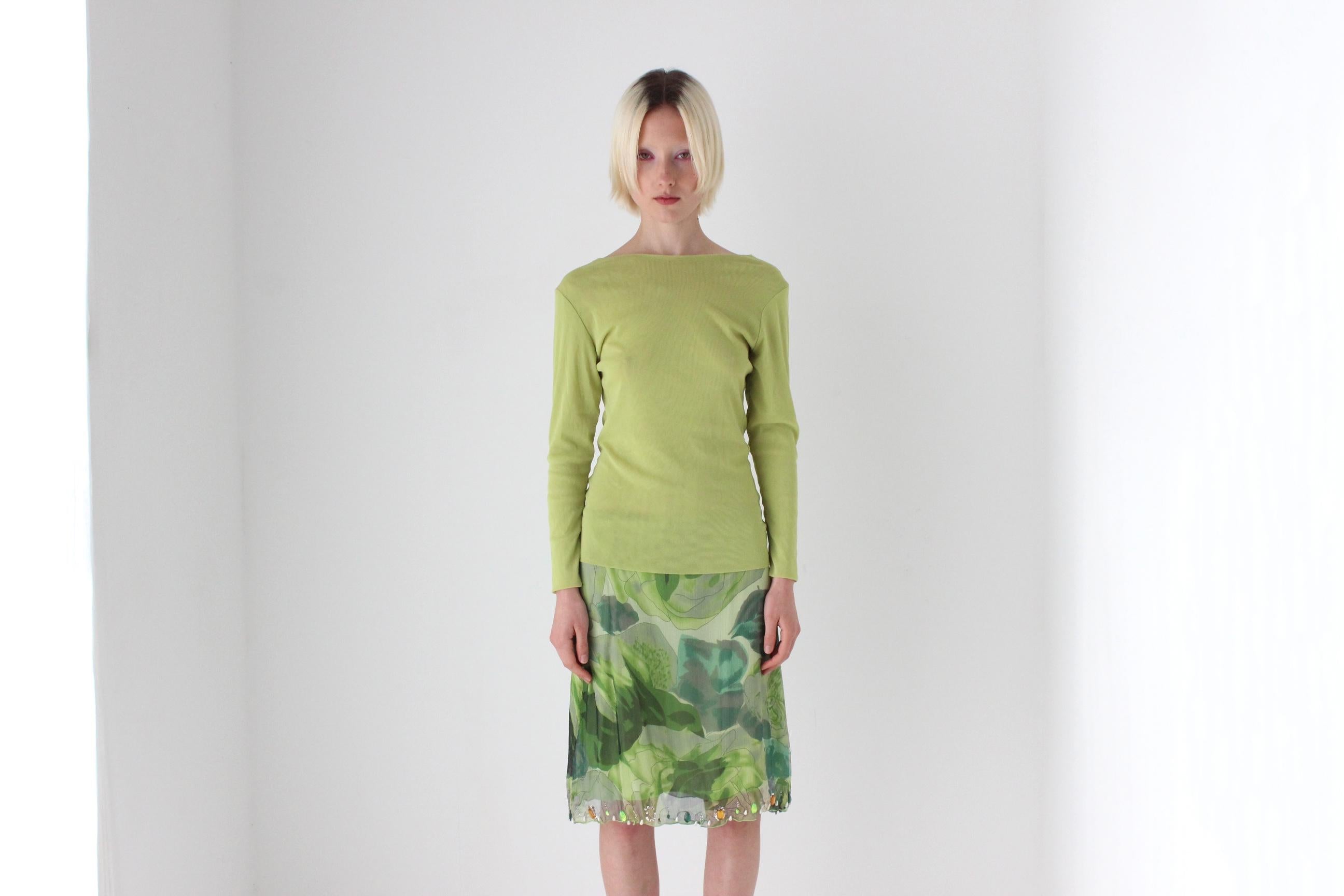 Y2K Lime Green Mesh Long Sleeve Top