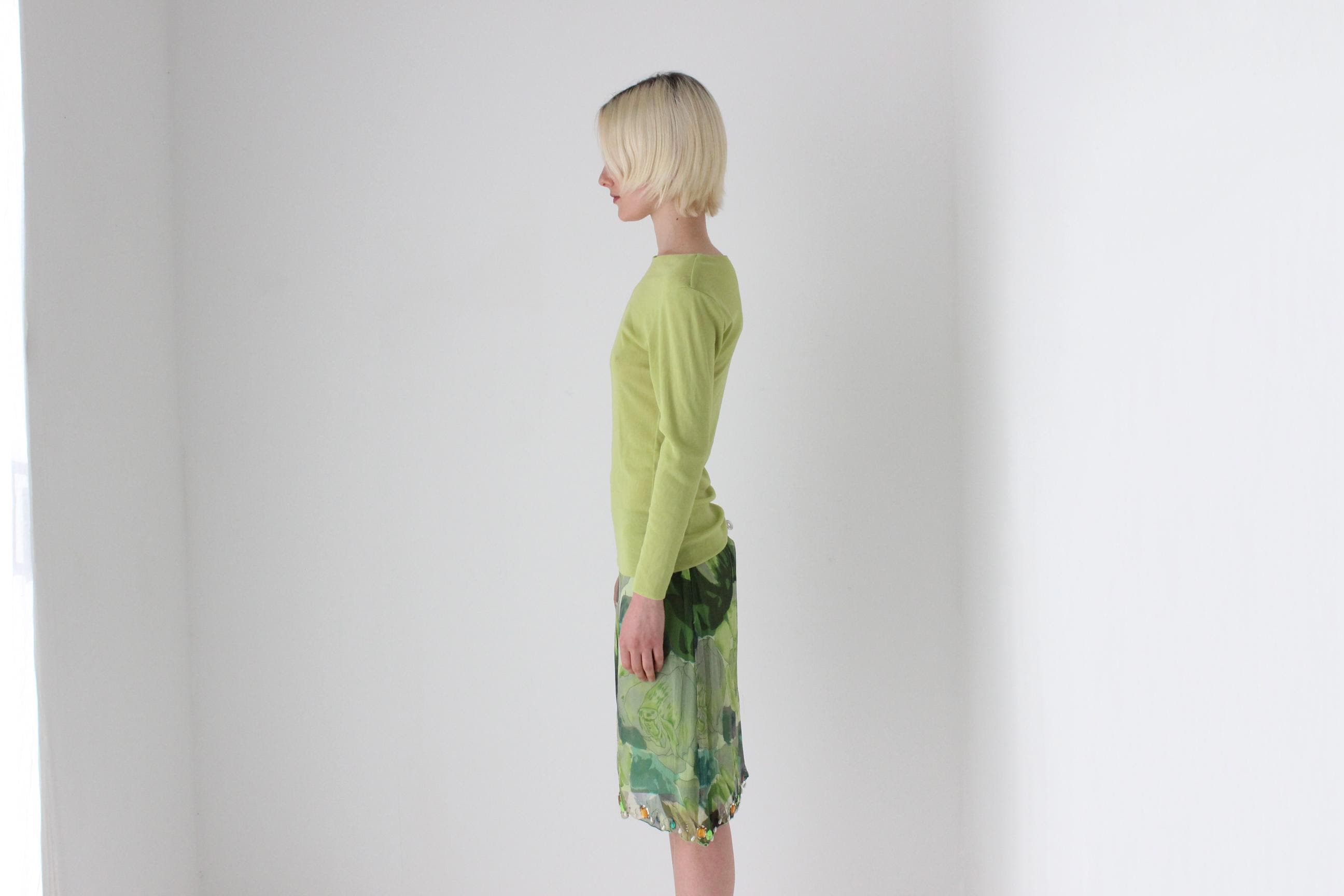 Y2K Lime Green Mesh Long Sleeve Top