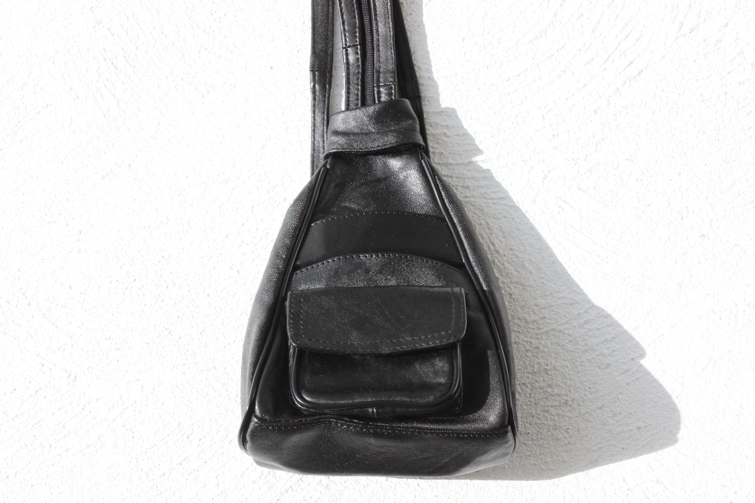Convertible 90s Italian Leather Triangular Backpack