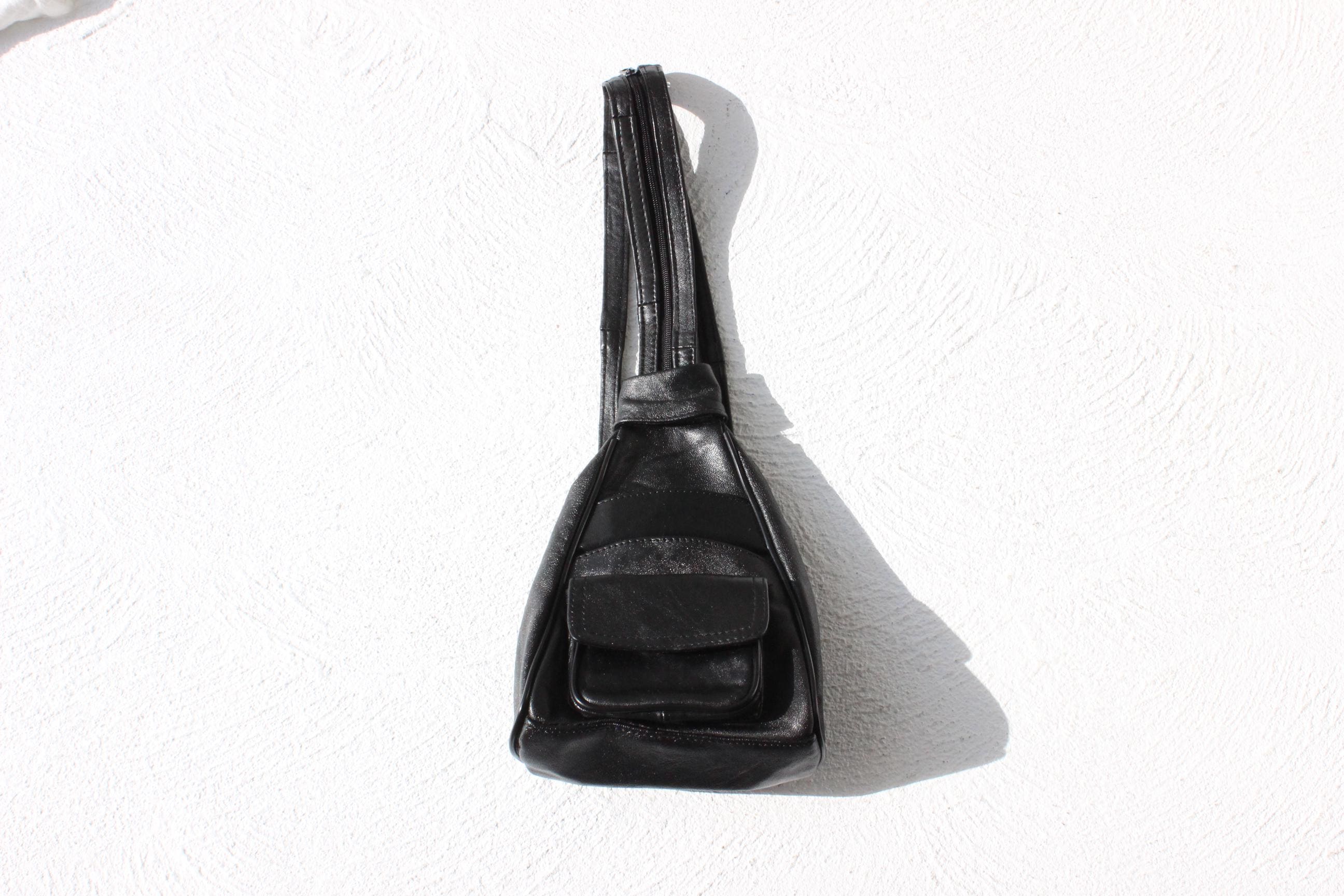 Convertible 90s Italian Leather Triangular Backpack