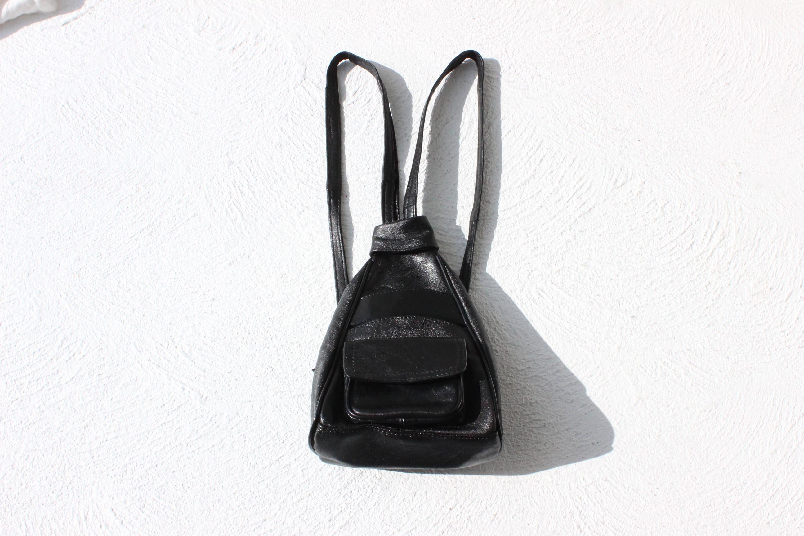 Convertible 90s Italian Leather Triangular Backpack