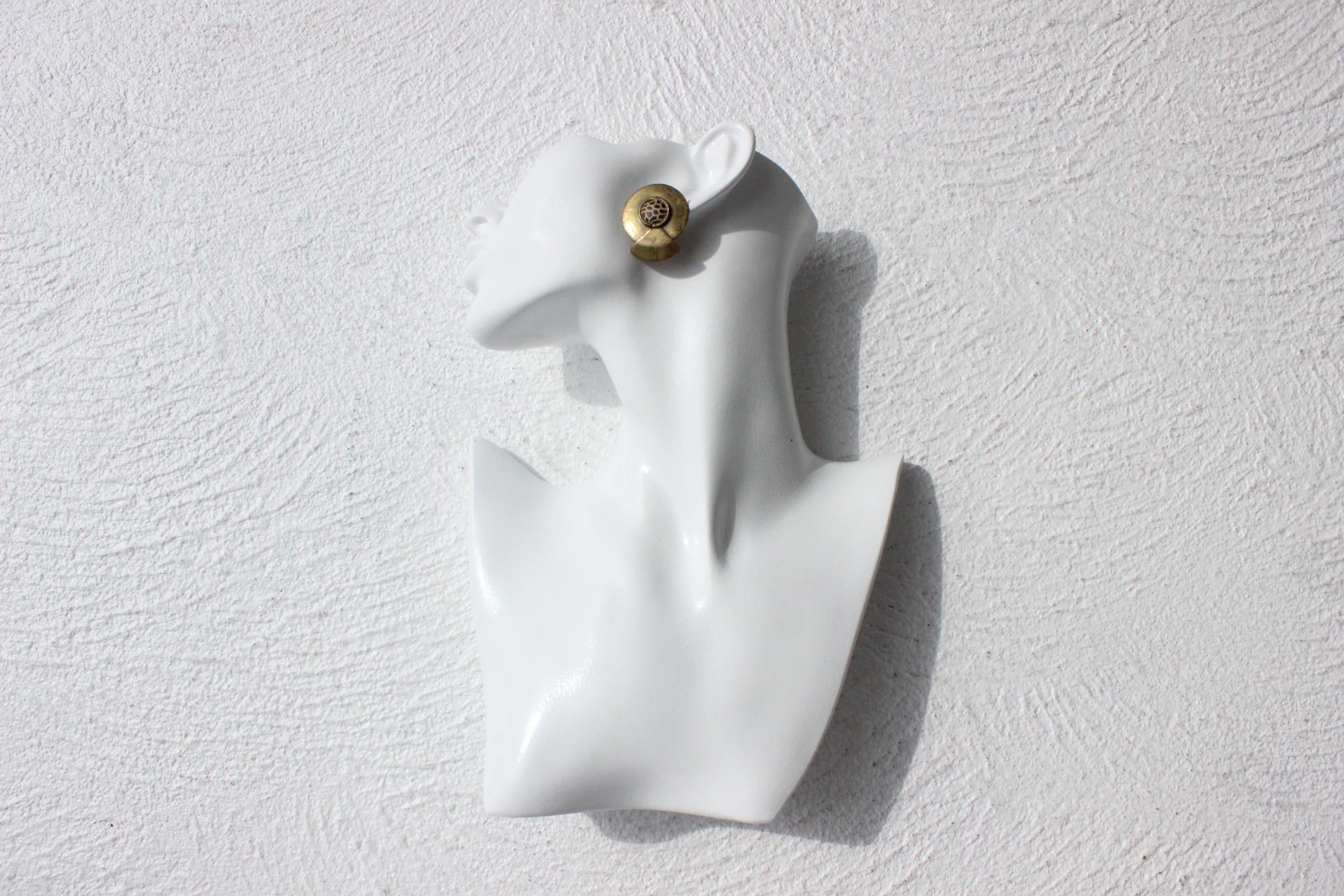 80s Tarnished Brass Brutalist Clip On Earrings