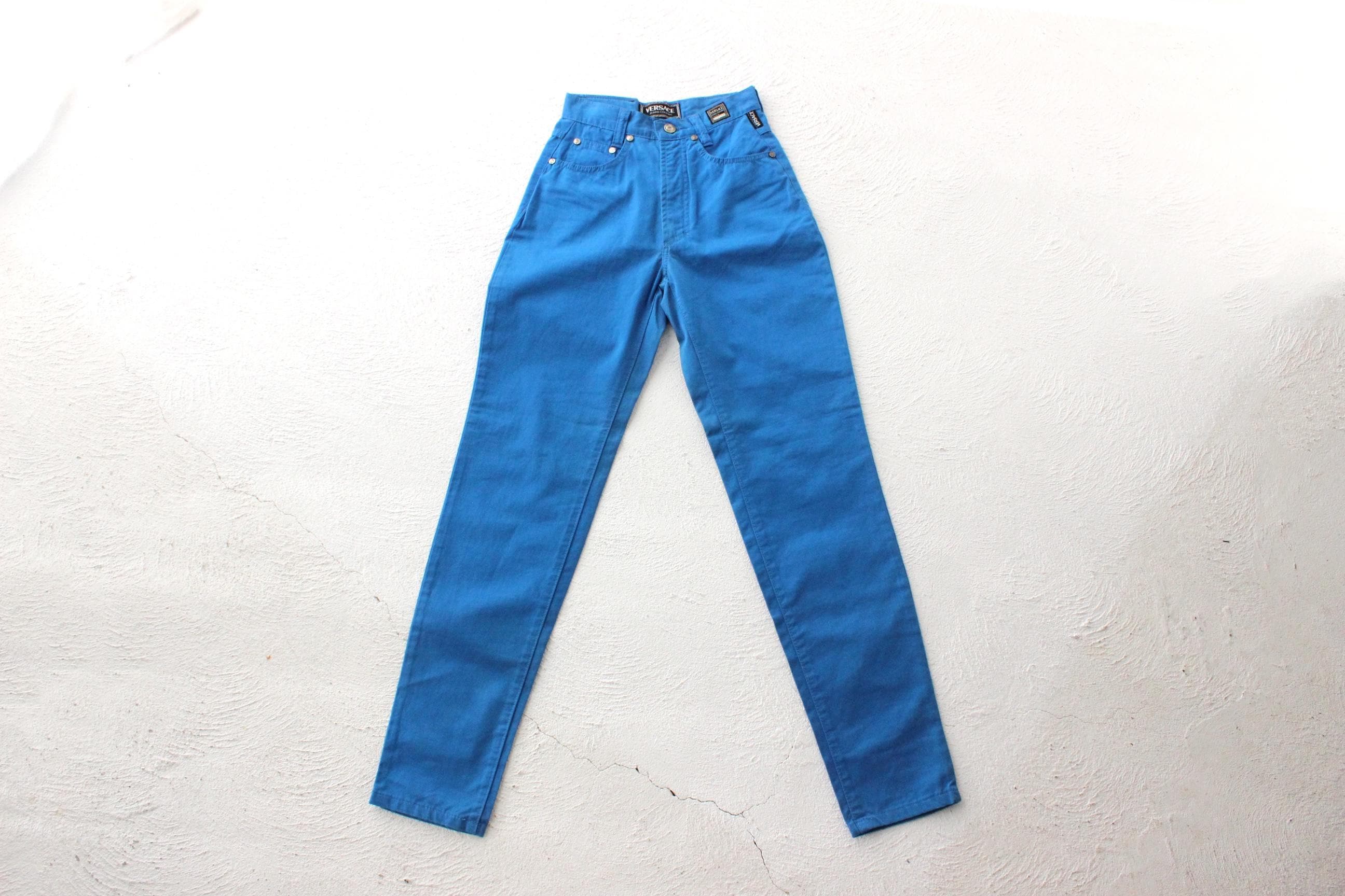 80s VERSACE Cobalt Blue Jeans w/ Medusa Badge