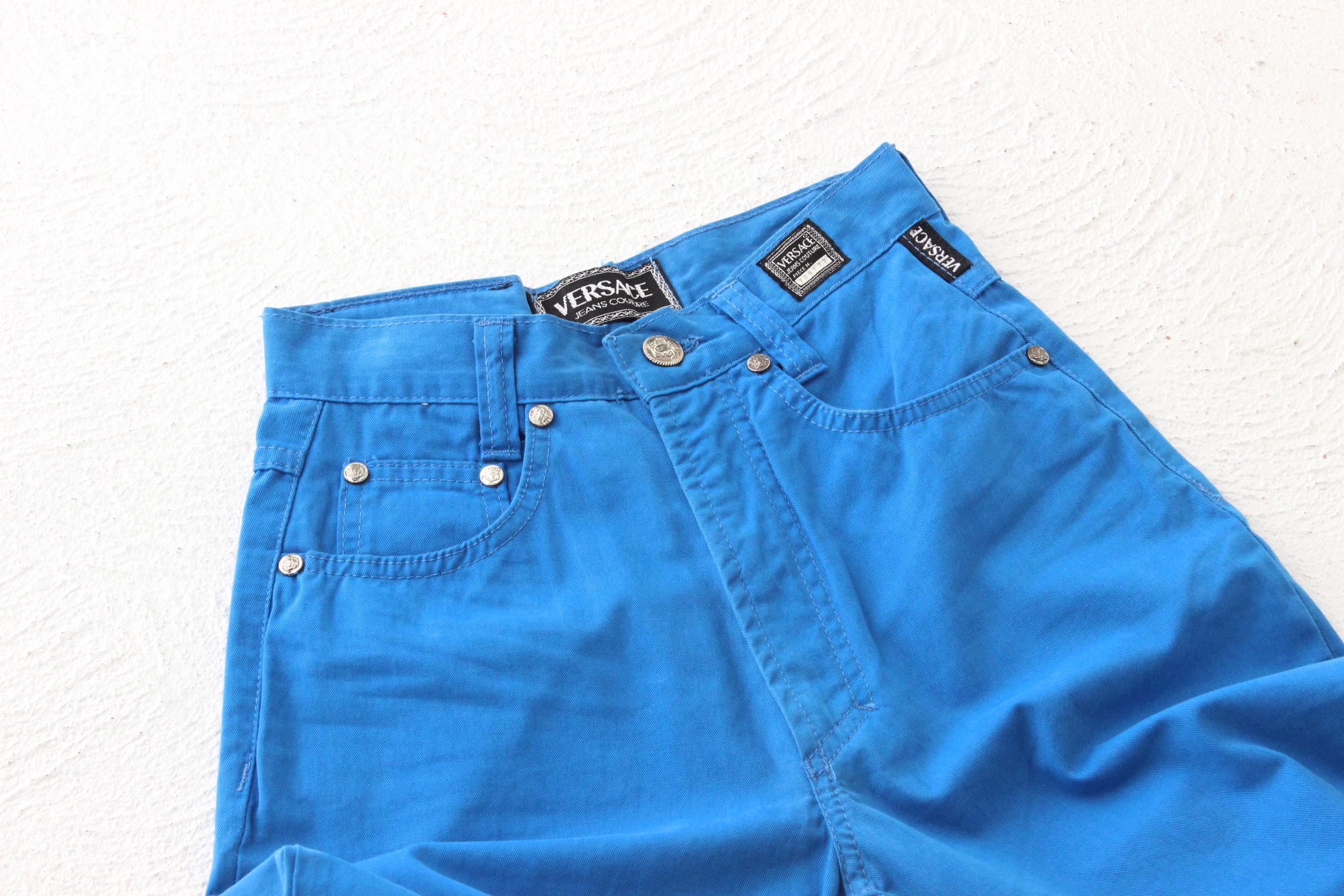 80s VERSACE Cobalt Blue Jeans w/ Medusa Badge