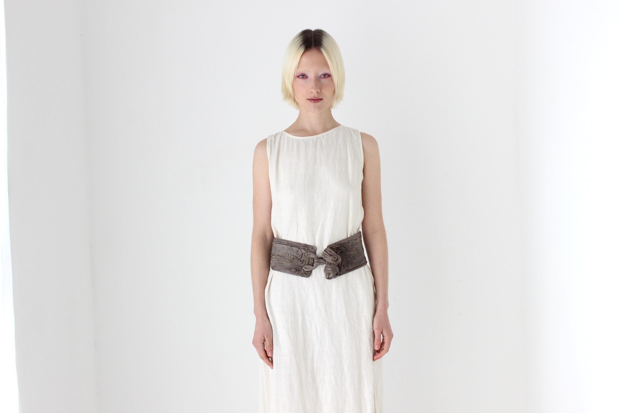 80s Italian Vintage Textural Leather Waist Belt