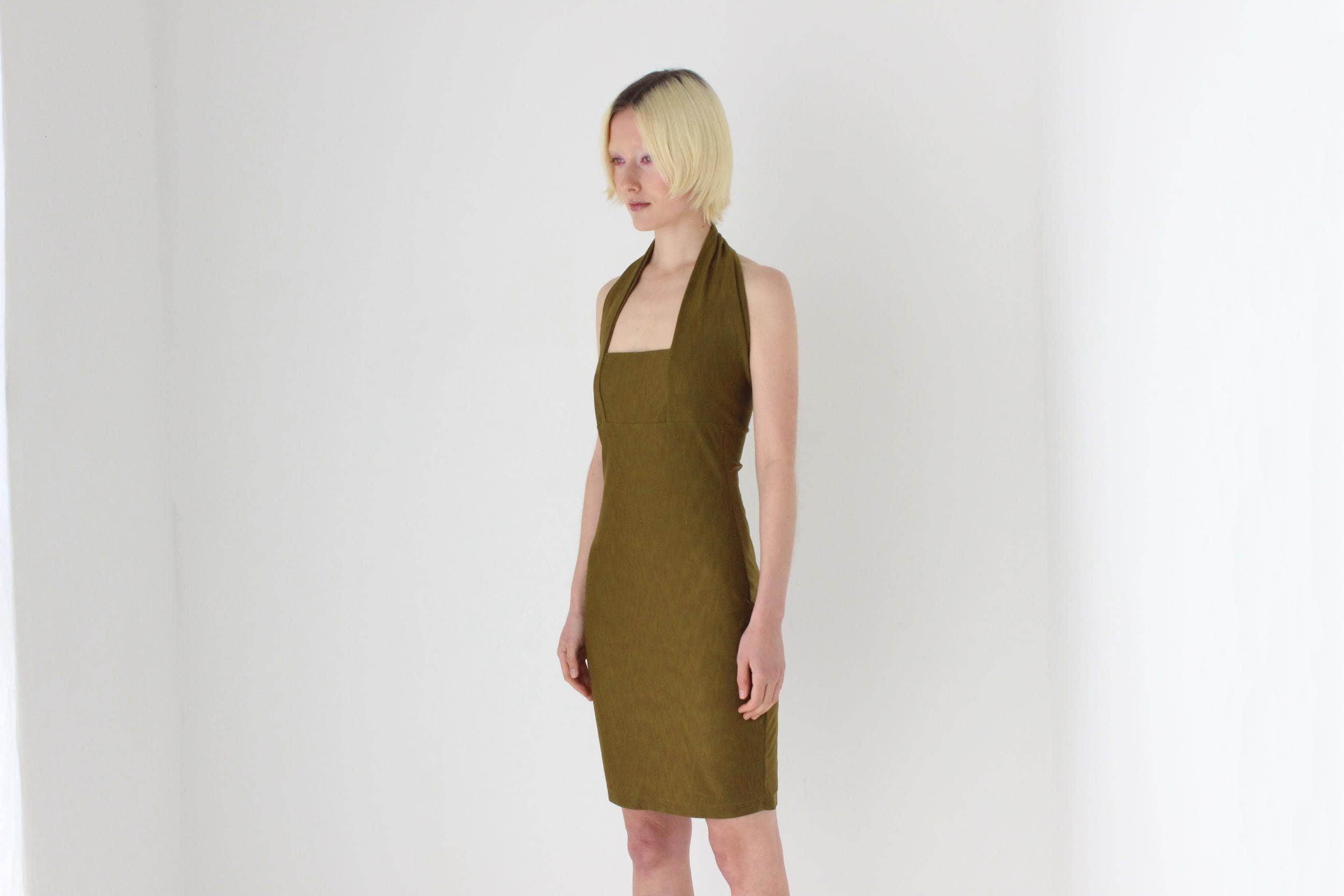 Sexiest 80s Italian Designer Emanuela Beghelli Olive Lycra Dress