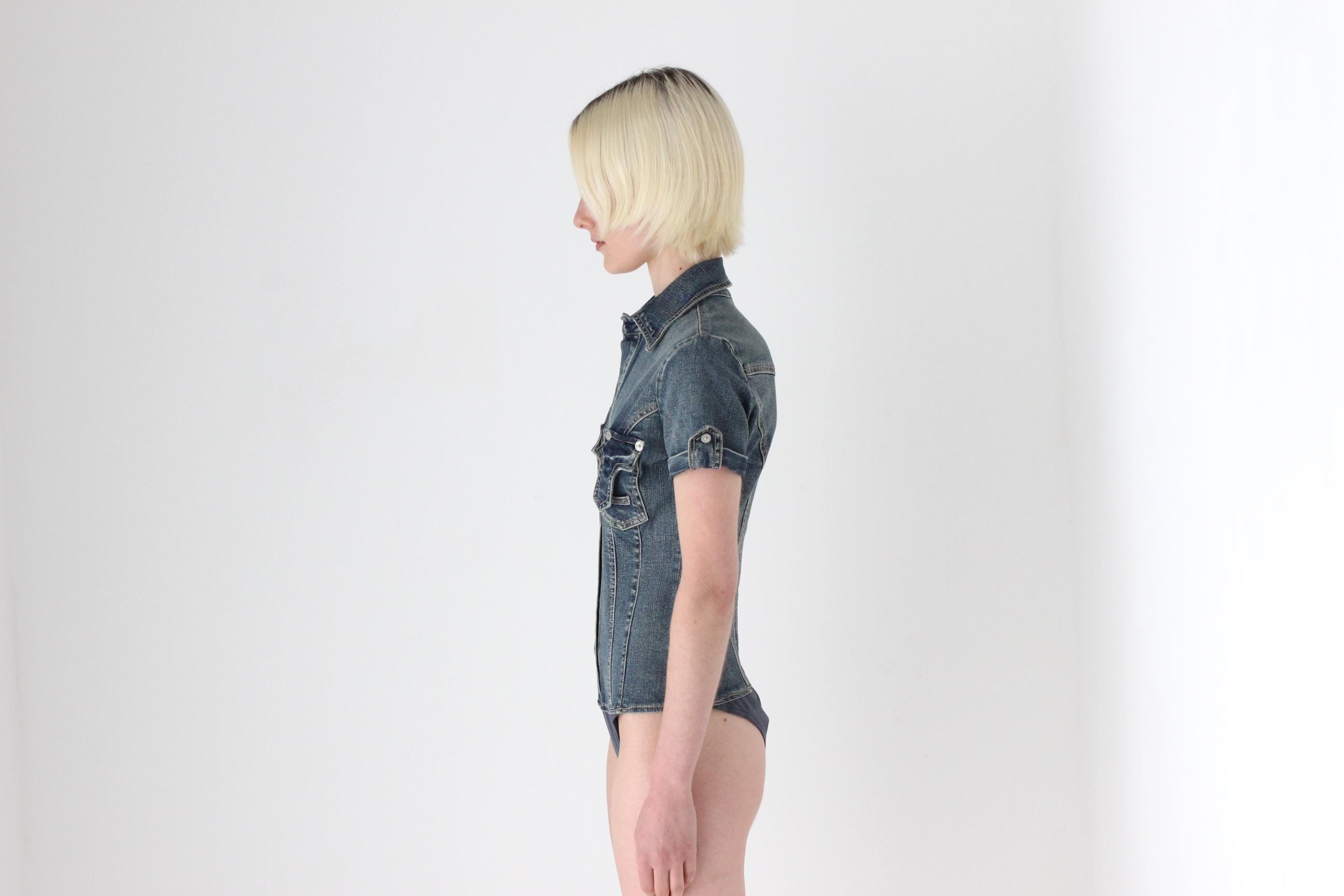 2000s Italian Designer Denim Bodysuit