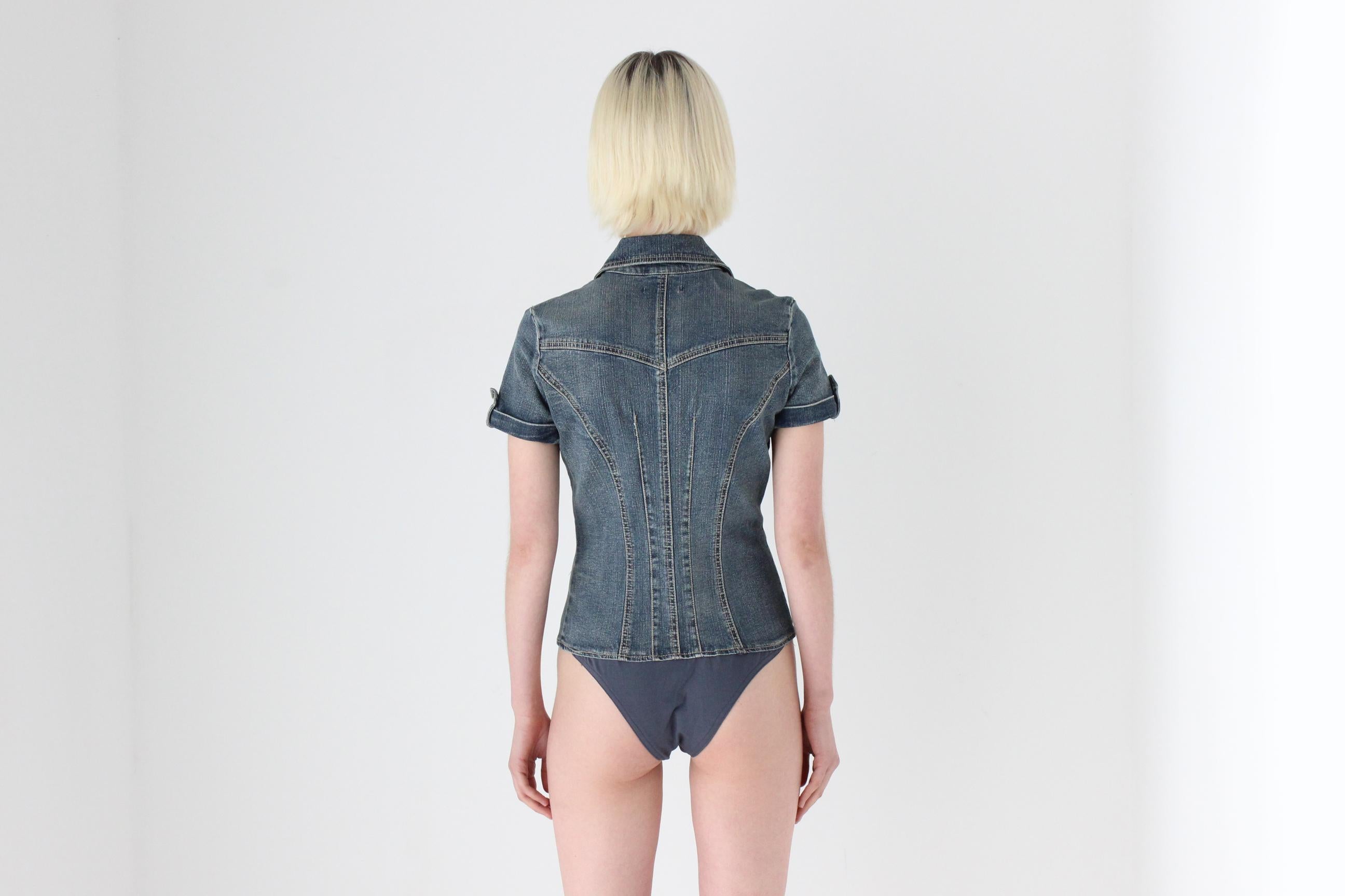 2000s Italian Designer Denim Bodysuit