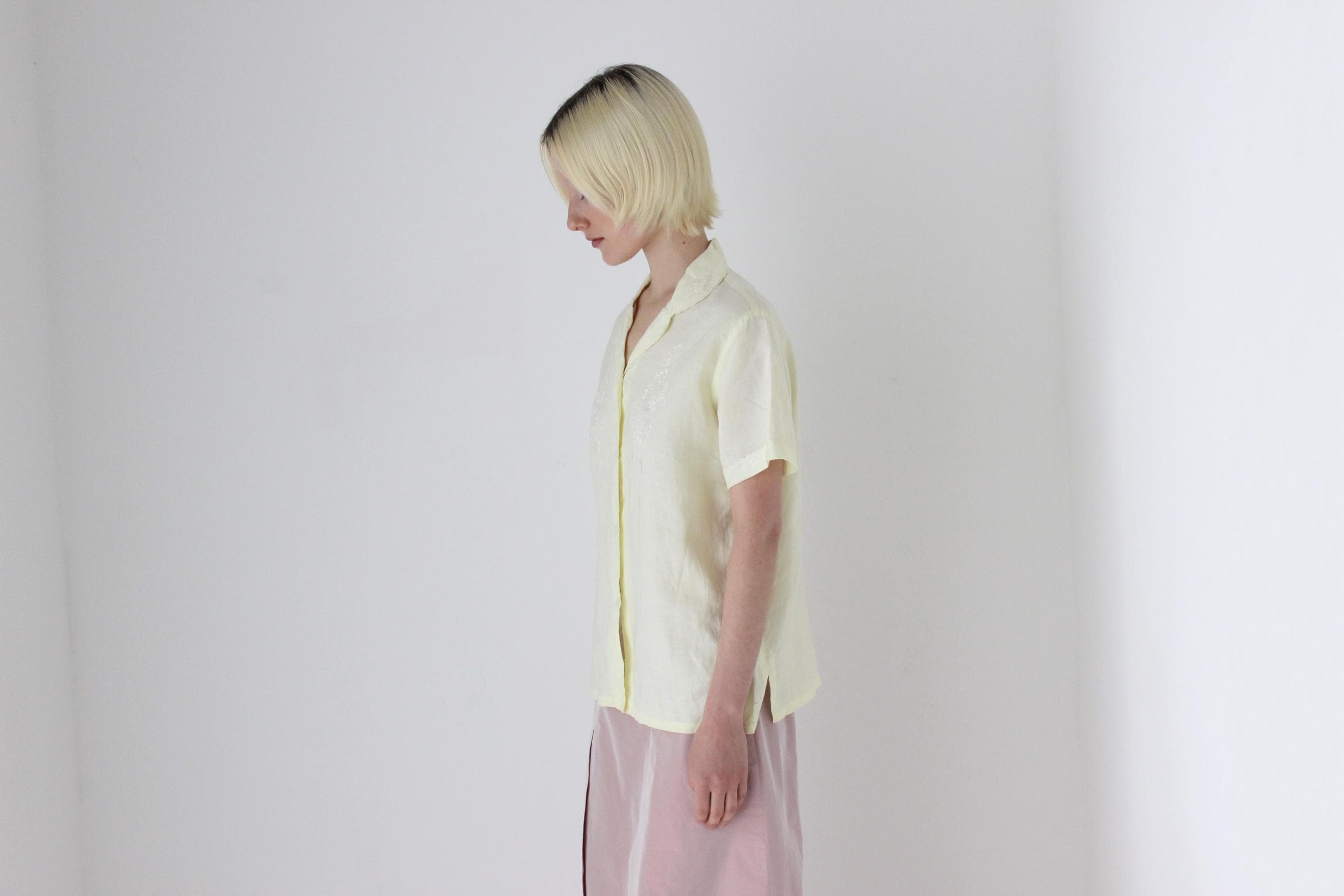 60s French Linen Hand Embroidered Shirt