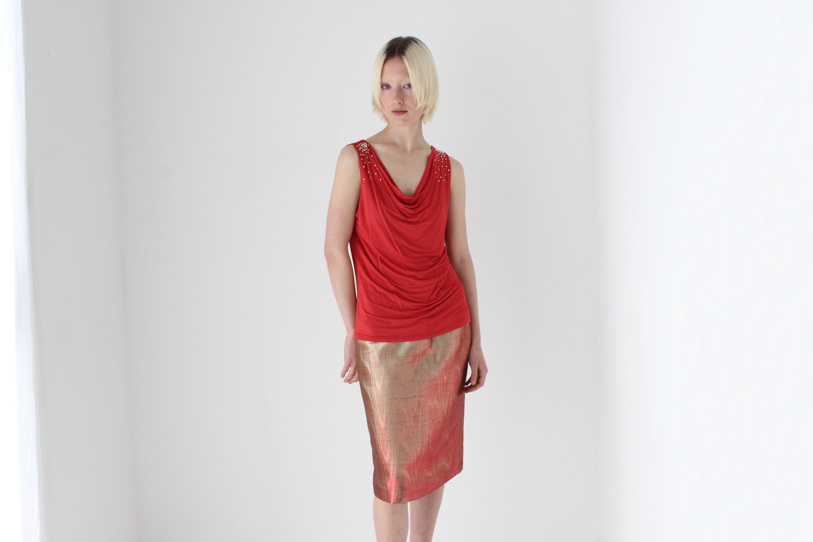 Y2K Slinky Draped Cowl Neck Disco Top