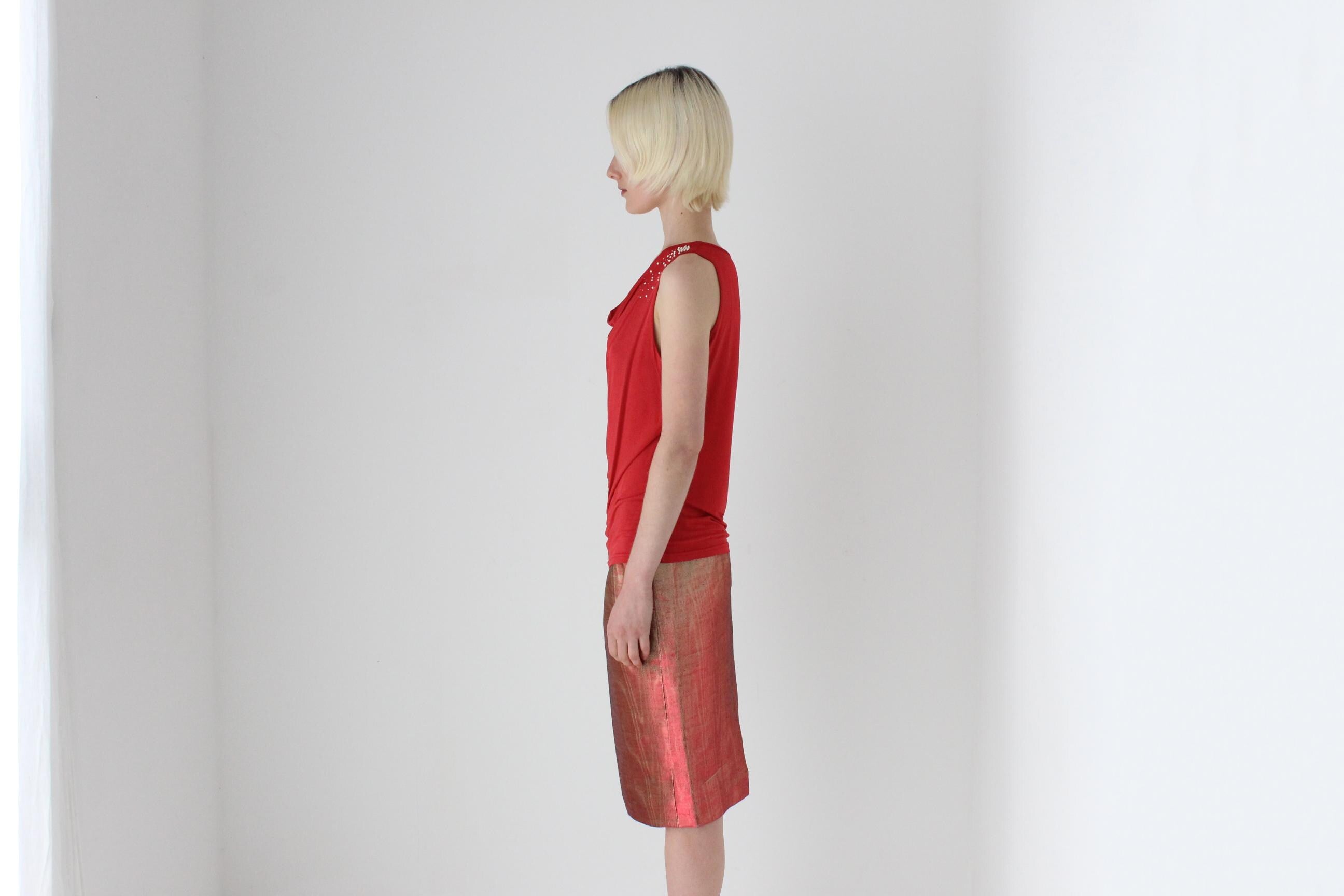 Y2K Slinky Draped Cowl Neck Disco Top