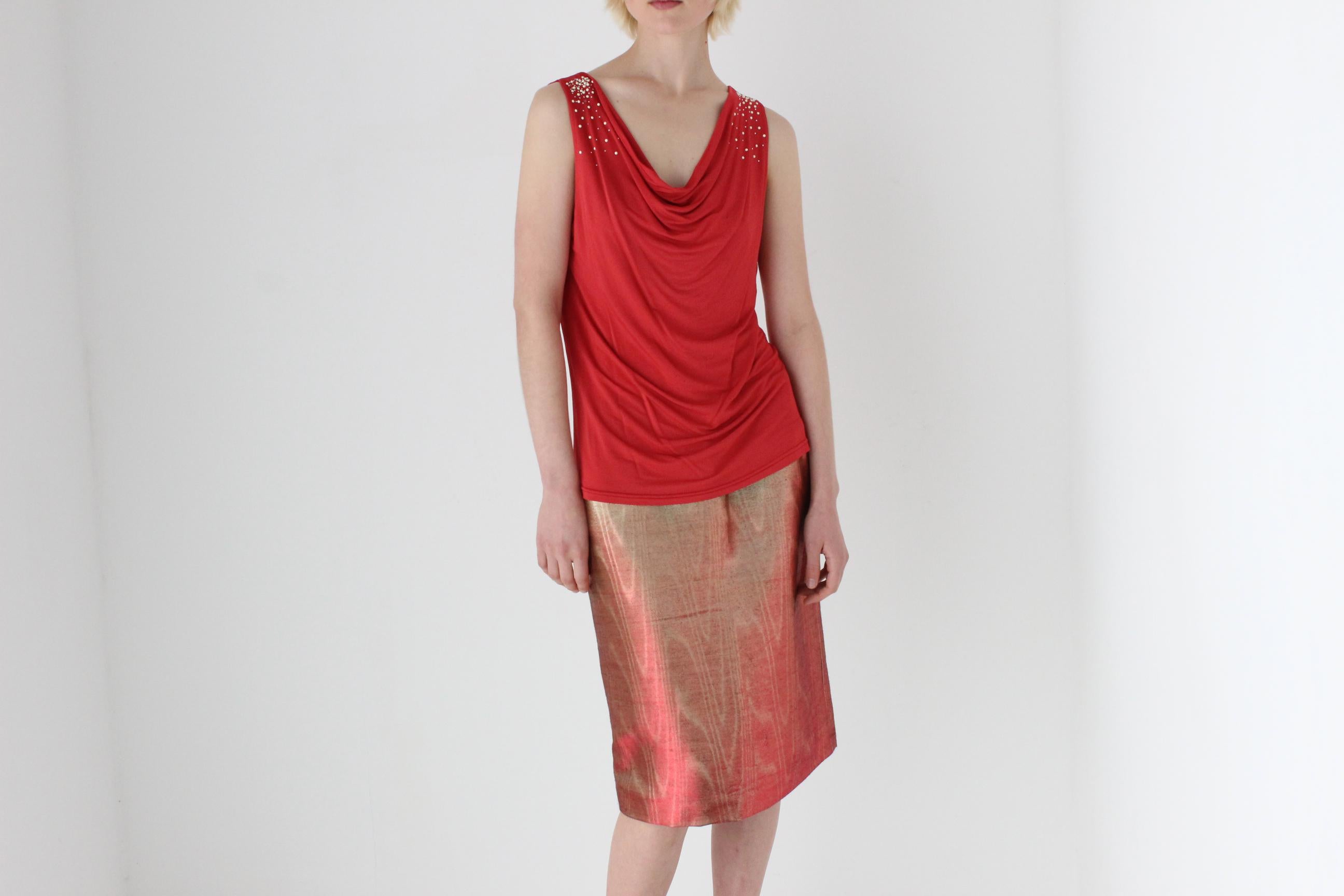 Y2K Slinky Draped Cowl Neck Disco Top