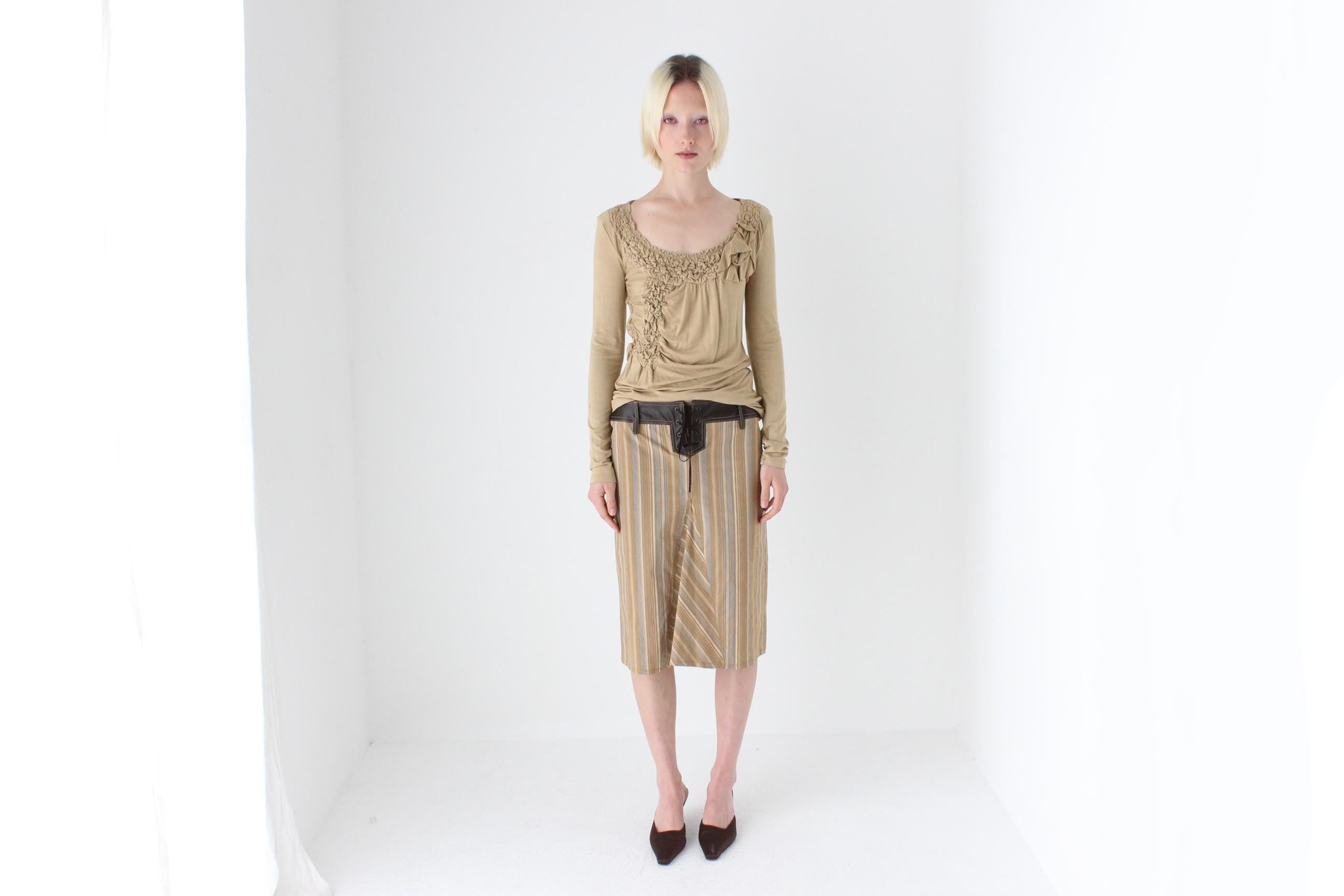 Y2K Textural Smocked Jersey Top w/ 3D Rosette