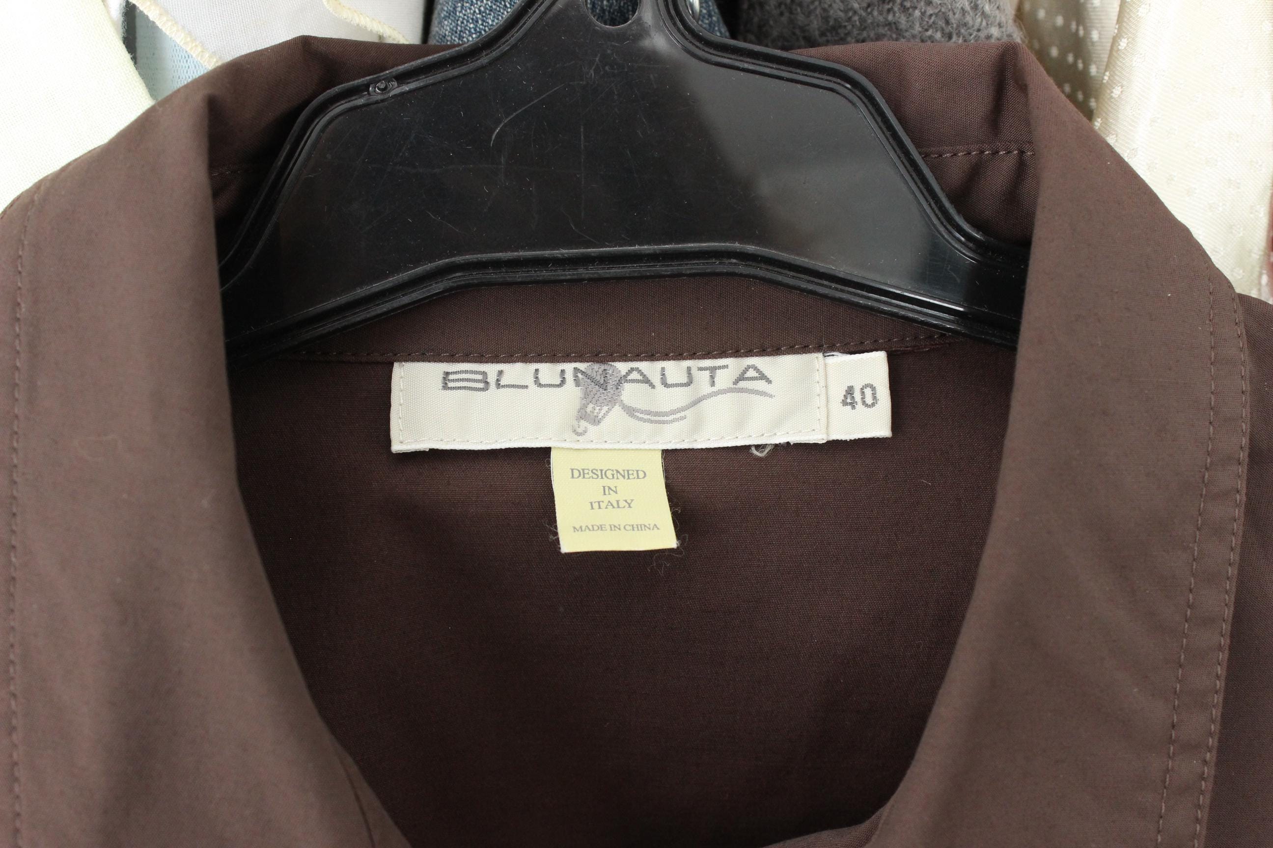 2000s Chocolate Cotton Spandex Button Up