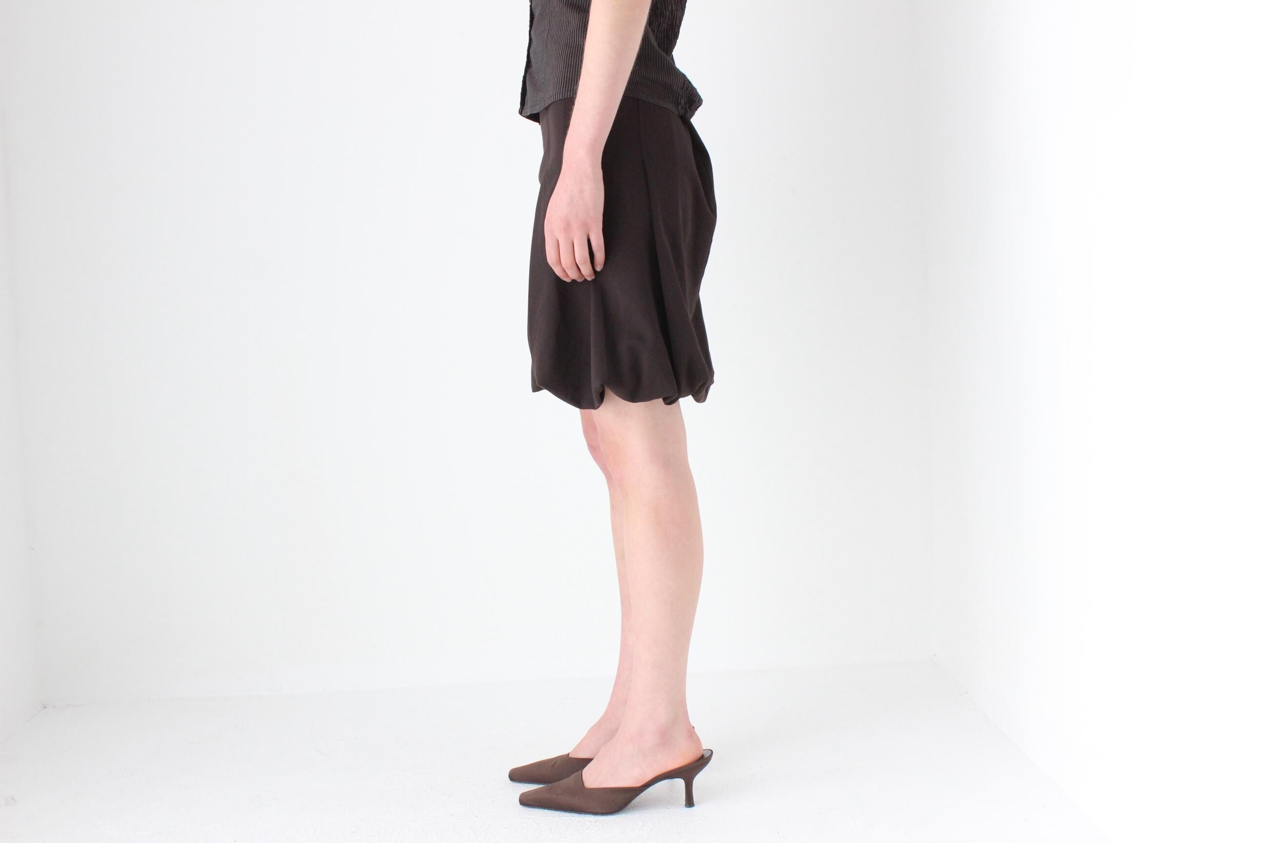 Y2K Chocolate Bubble Hem Mini Skirt