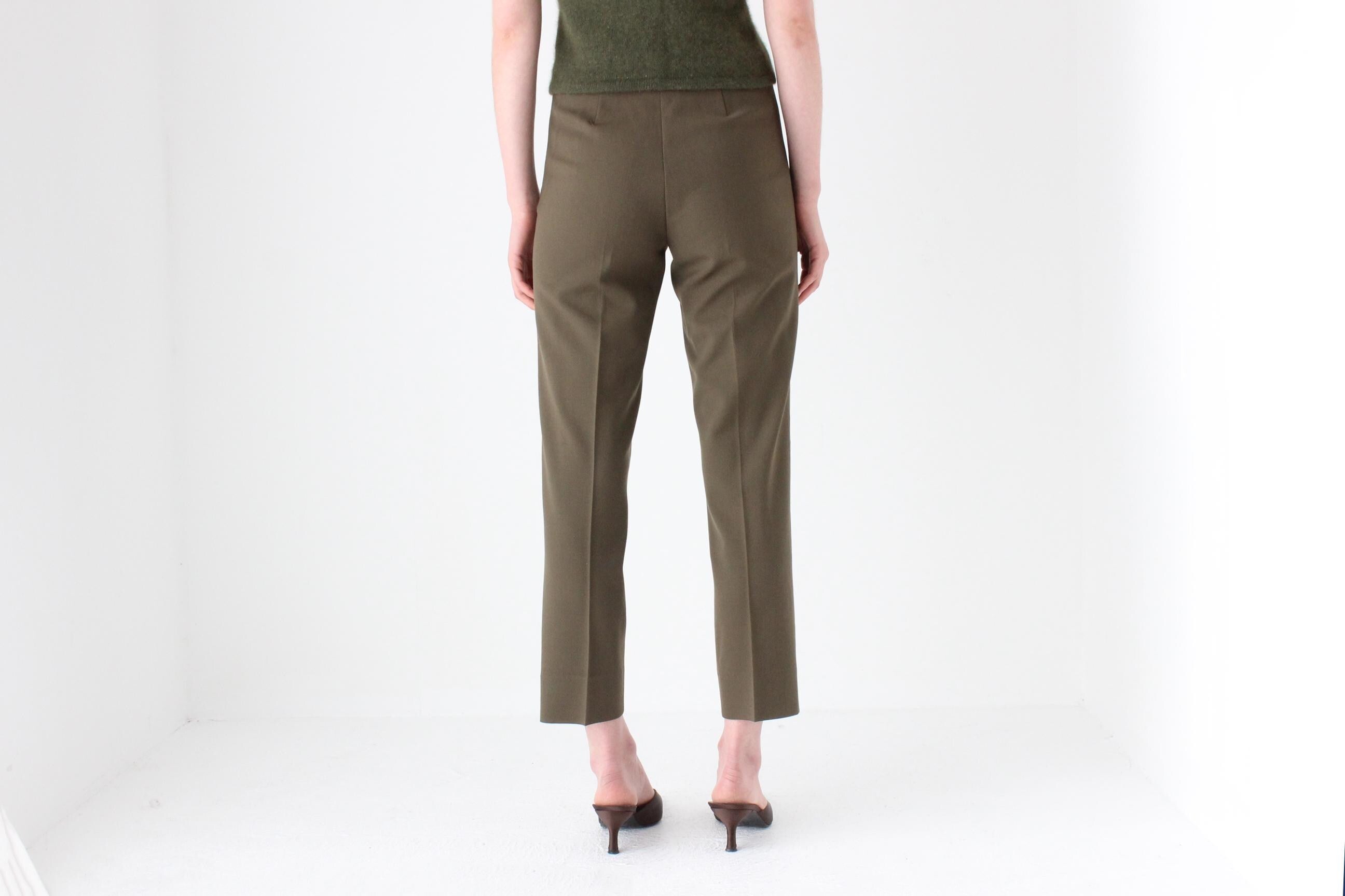 2000s Prada Vintage Wool Blend Olive Trousers