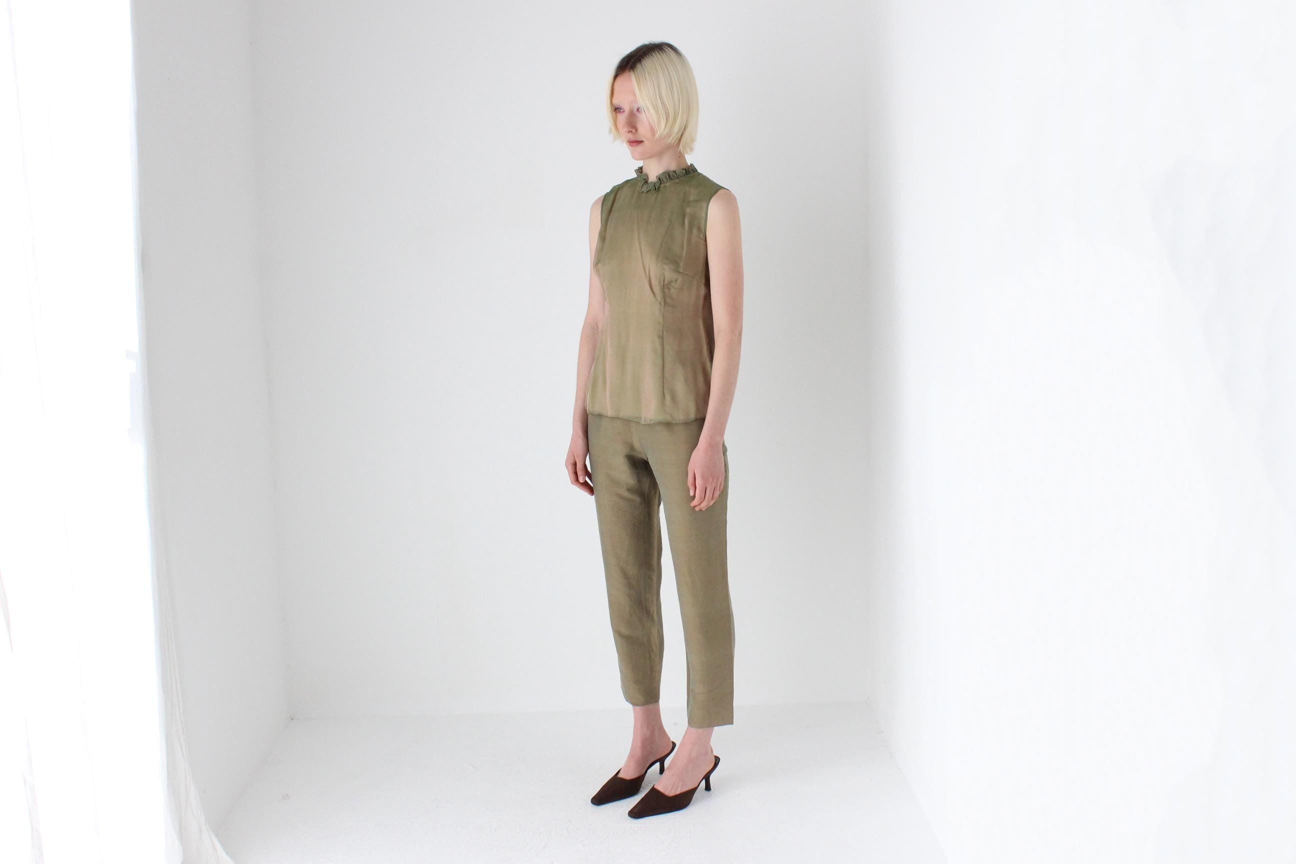 80s Italian Vintage Raw Silk Trousers