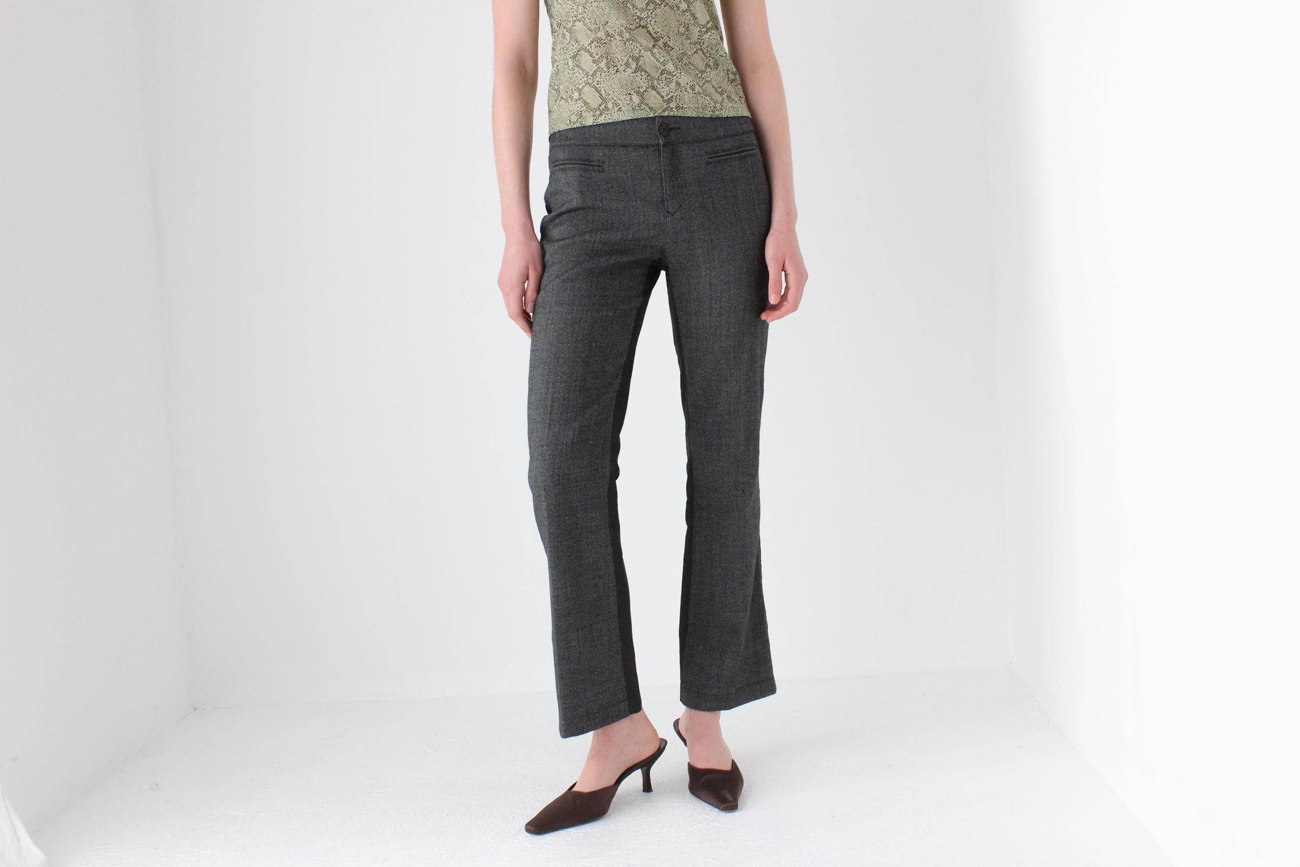 90s MOSCHINO Tweed Low Rise Kick Flare Trousers