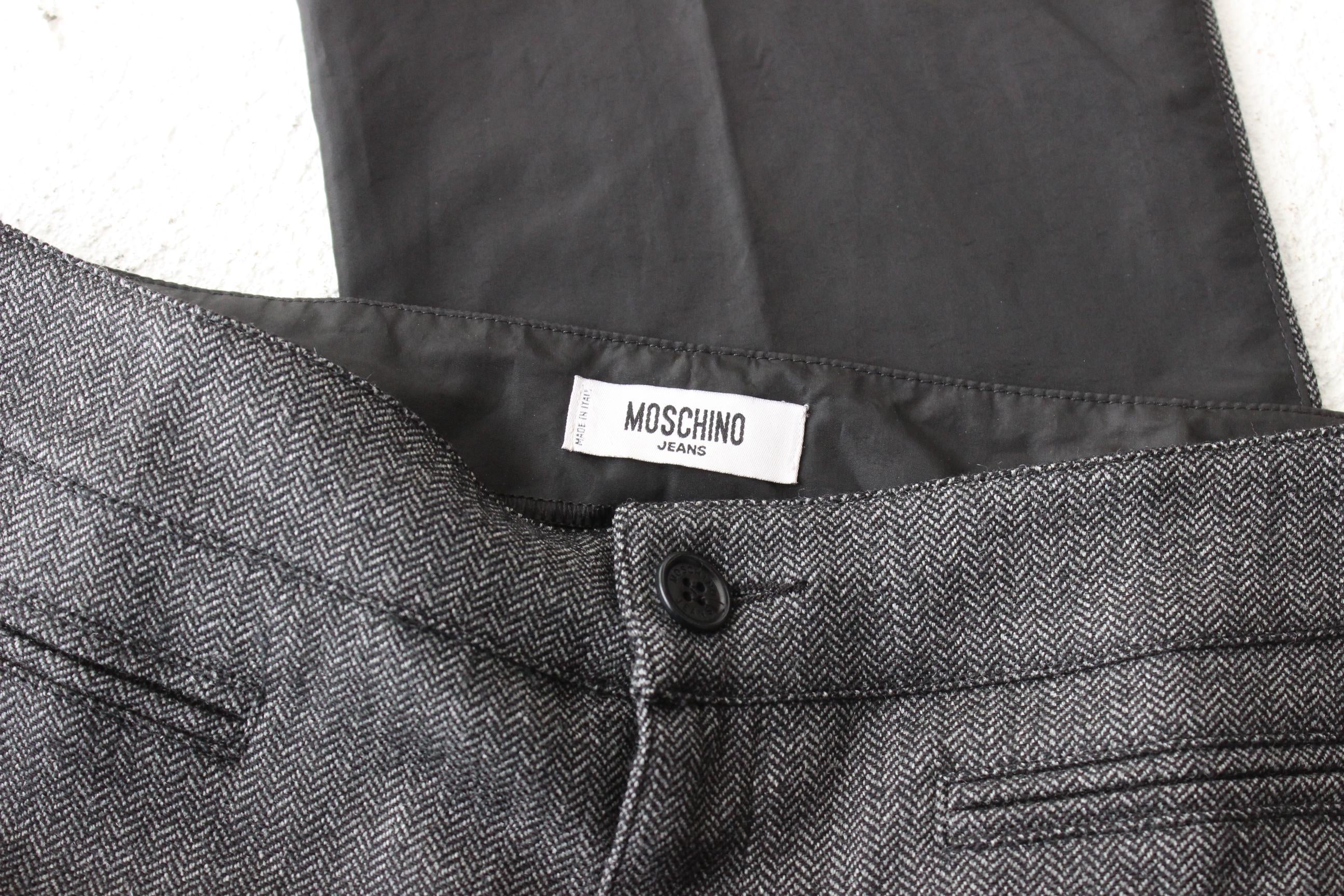 90s MOSCHINO Tweed Low Rise Kick Flare Trousers