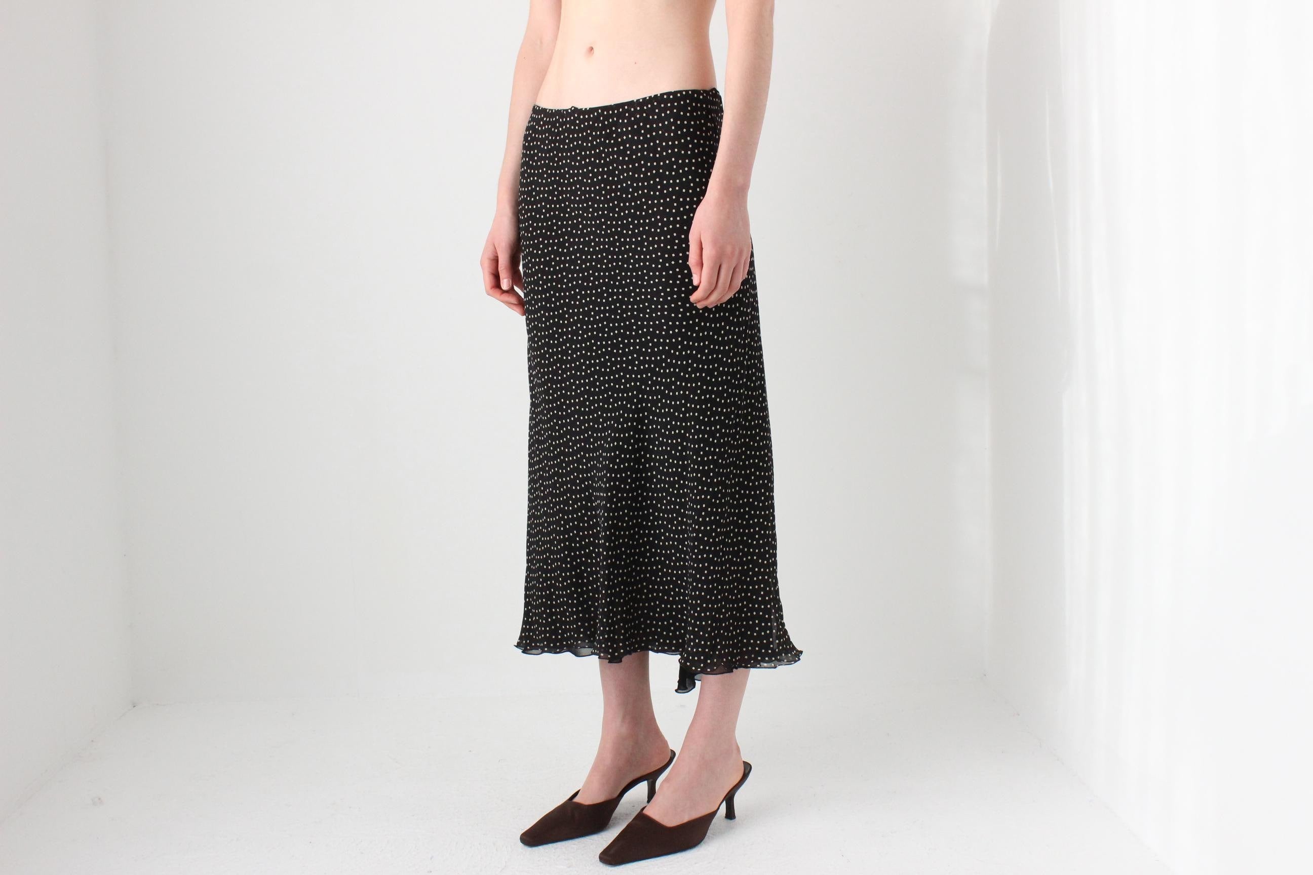 90s Pure Silk Bias Cut Skirt