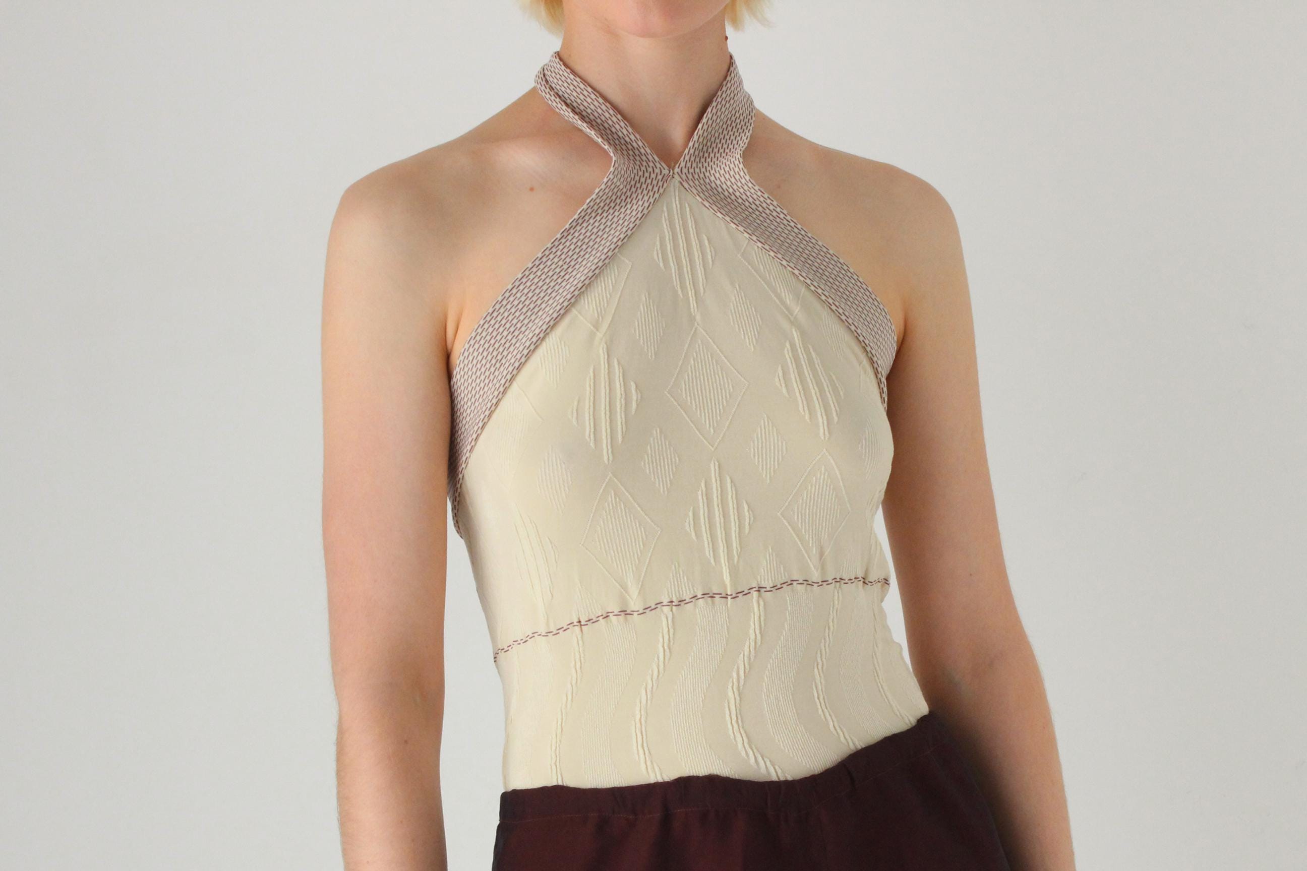 Y2K Luxury French Hosiery Mesh Halter Top by Philippe Matignon