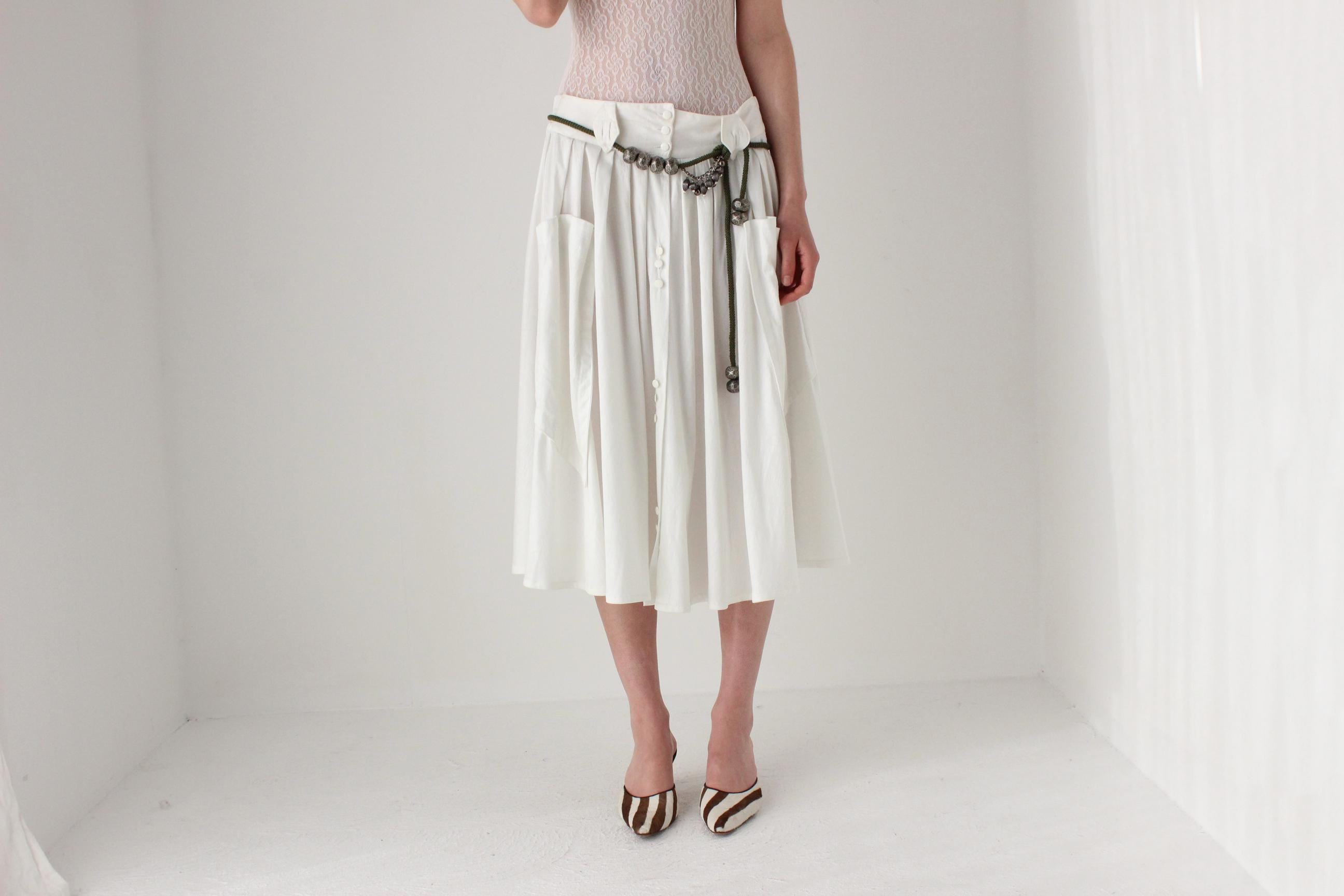 80s French Vintage Midi Skirt