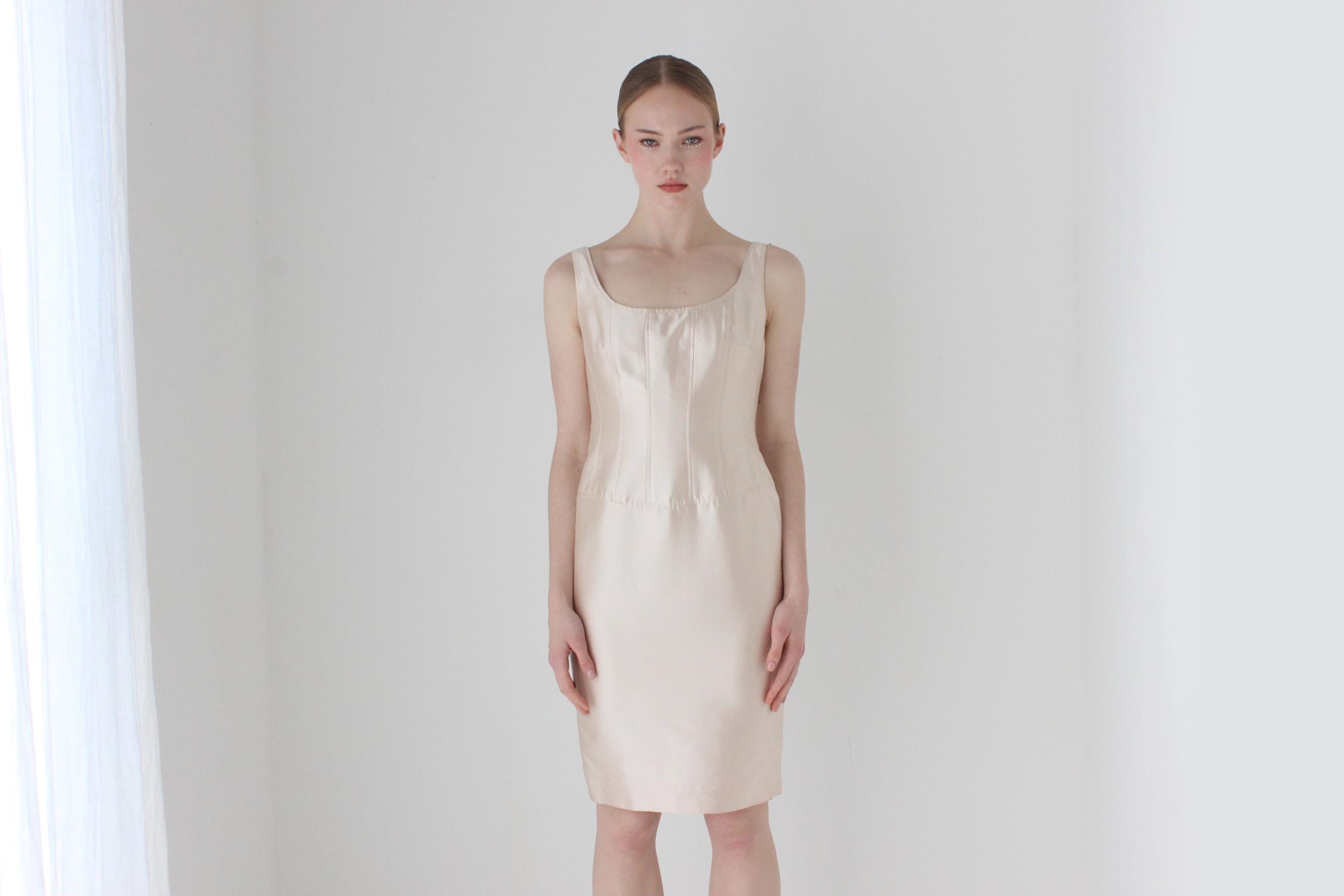 2000s Iridescent Silk & Wool Designer Bridal Corset Mini