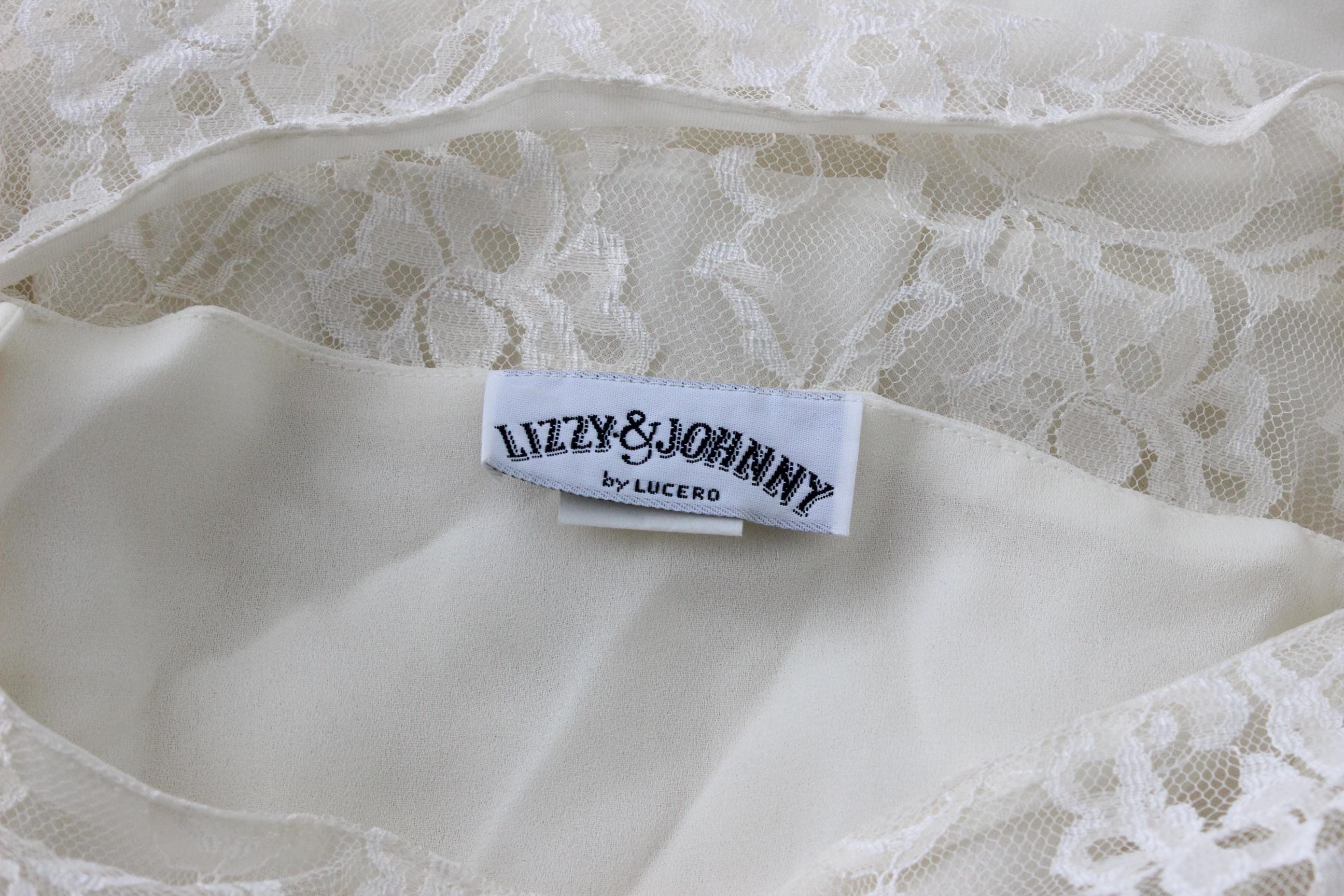 1980s Lace & Ruffle Cocktail Wedding Dress