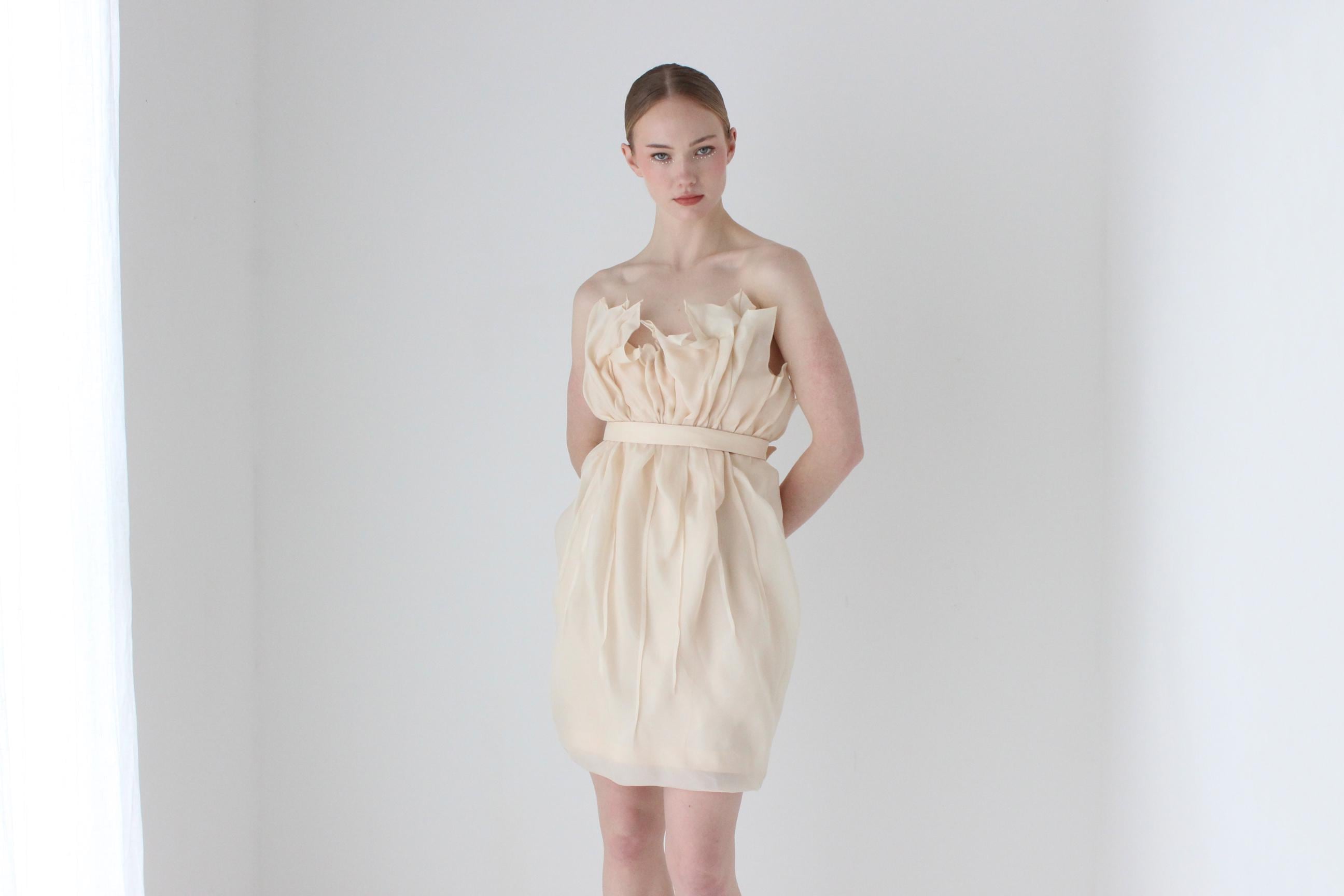 2000s Jill Stuart Sculptural Silk Organza Bridal Blossom Mini