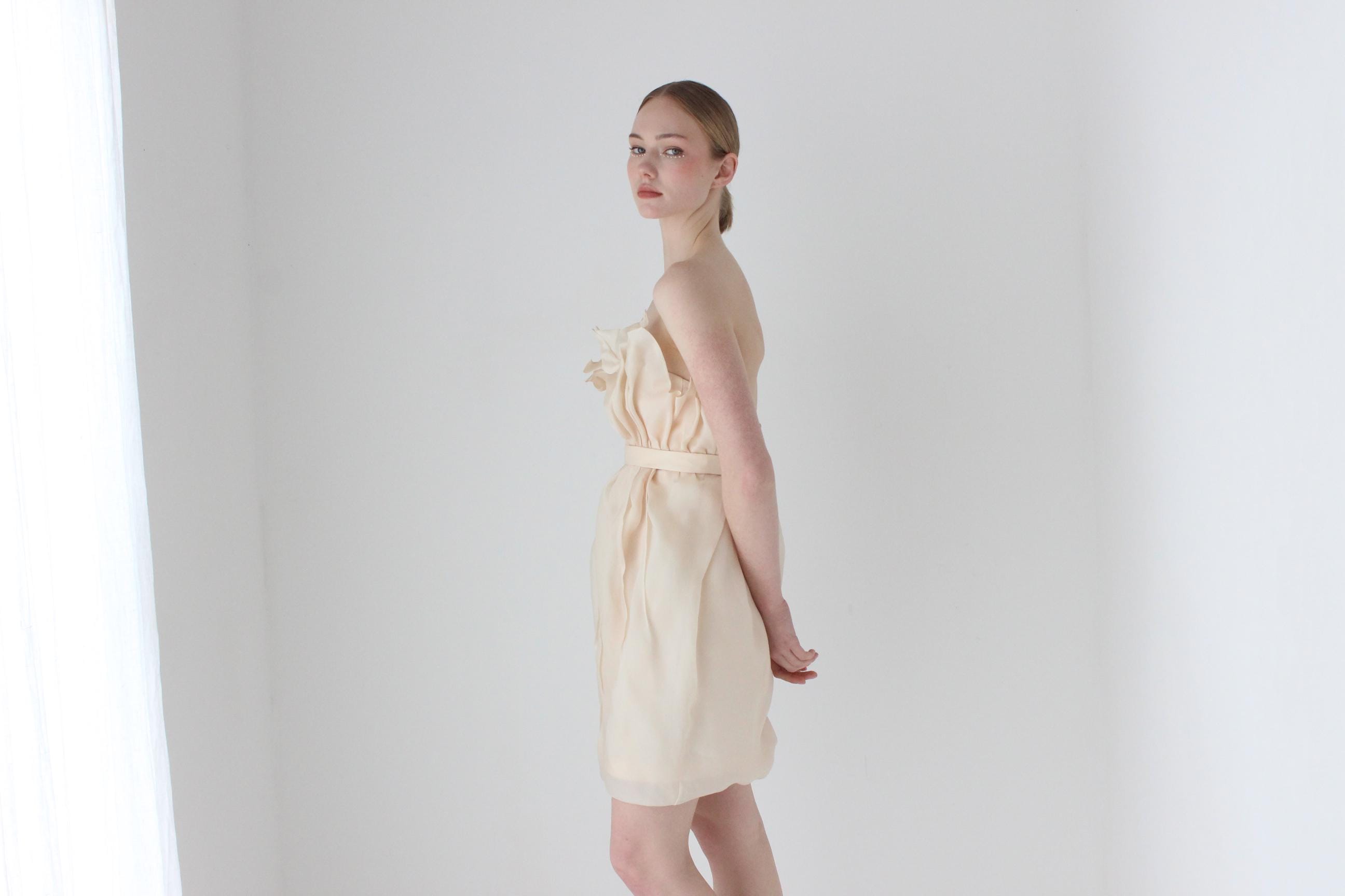 2000s Jill Stuart Sculptural Silk Organza Bridal Blossom Mini