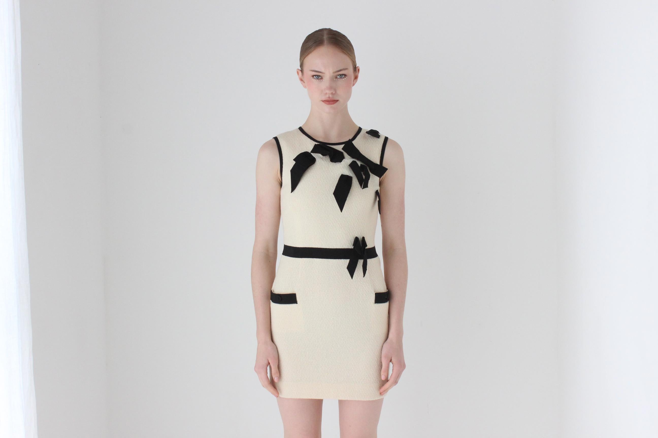 2000s Moschino Does Chanel Wool Tweed 'Bow' Explosion Bridal Mini