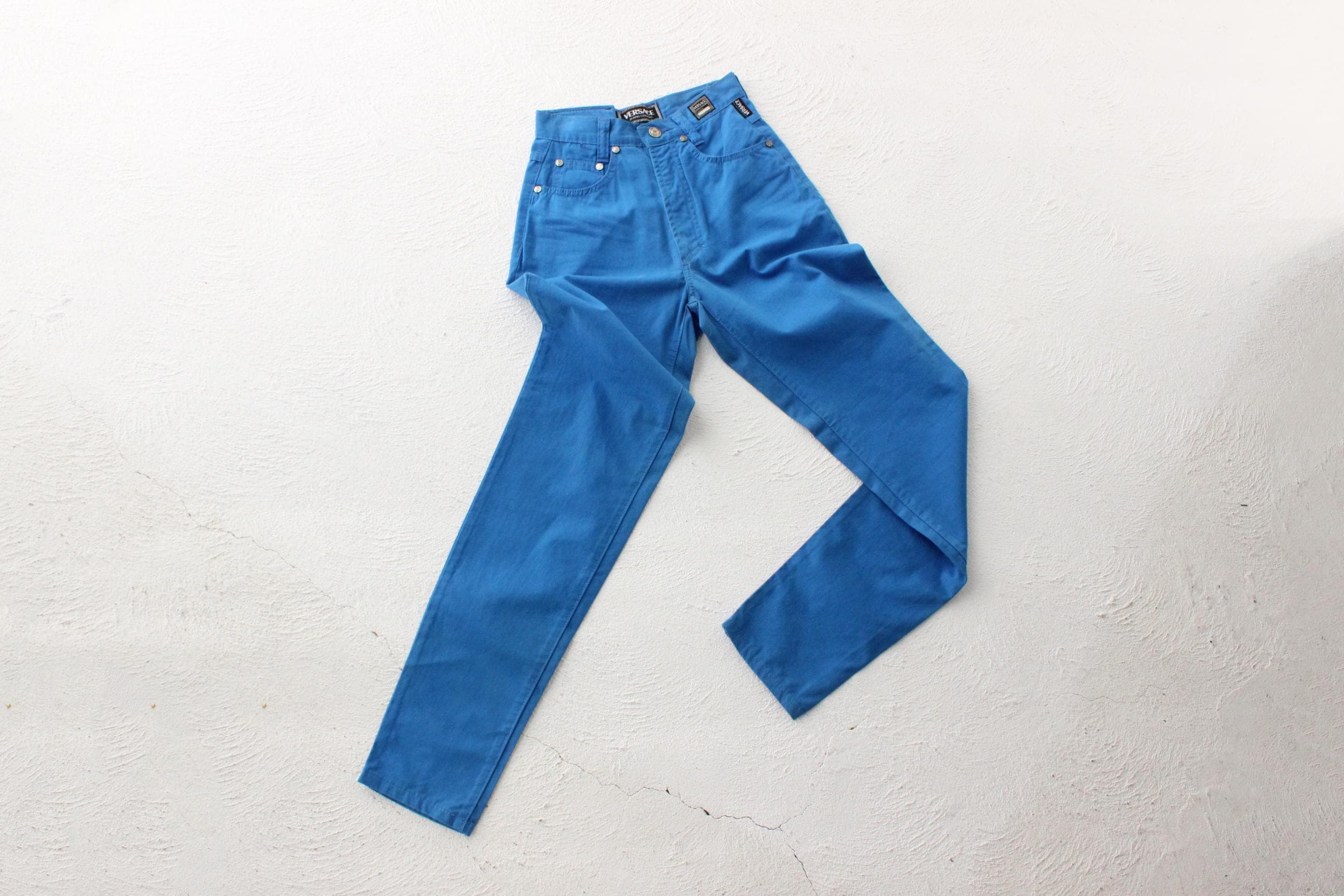 80s VERSACE Cobalt Blue Jeans w/ Medusa Badge