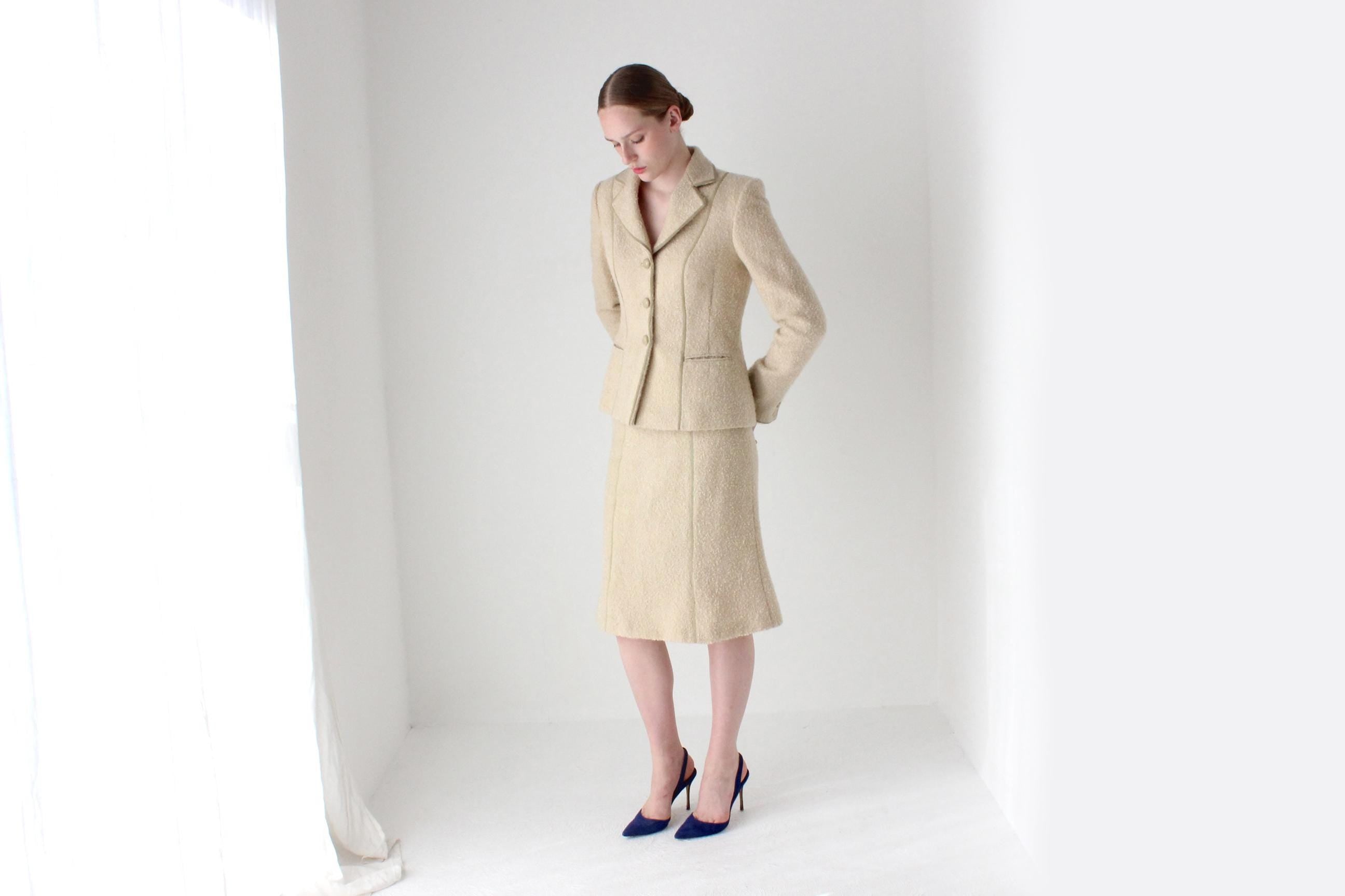 1990s Italian Designer Luisa Beccaria Mohair & Wool Winter Skirt Suit