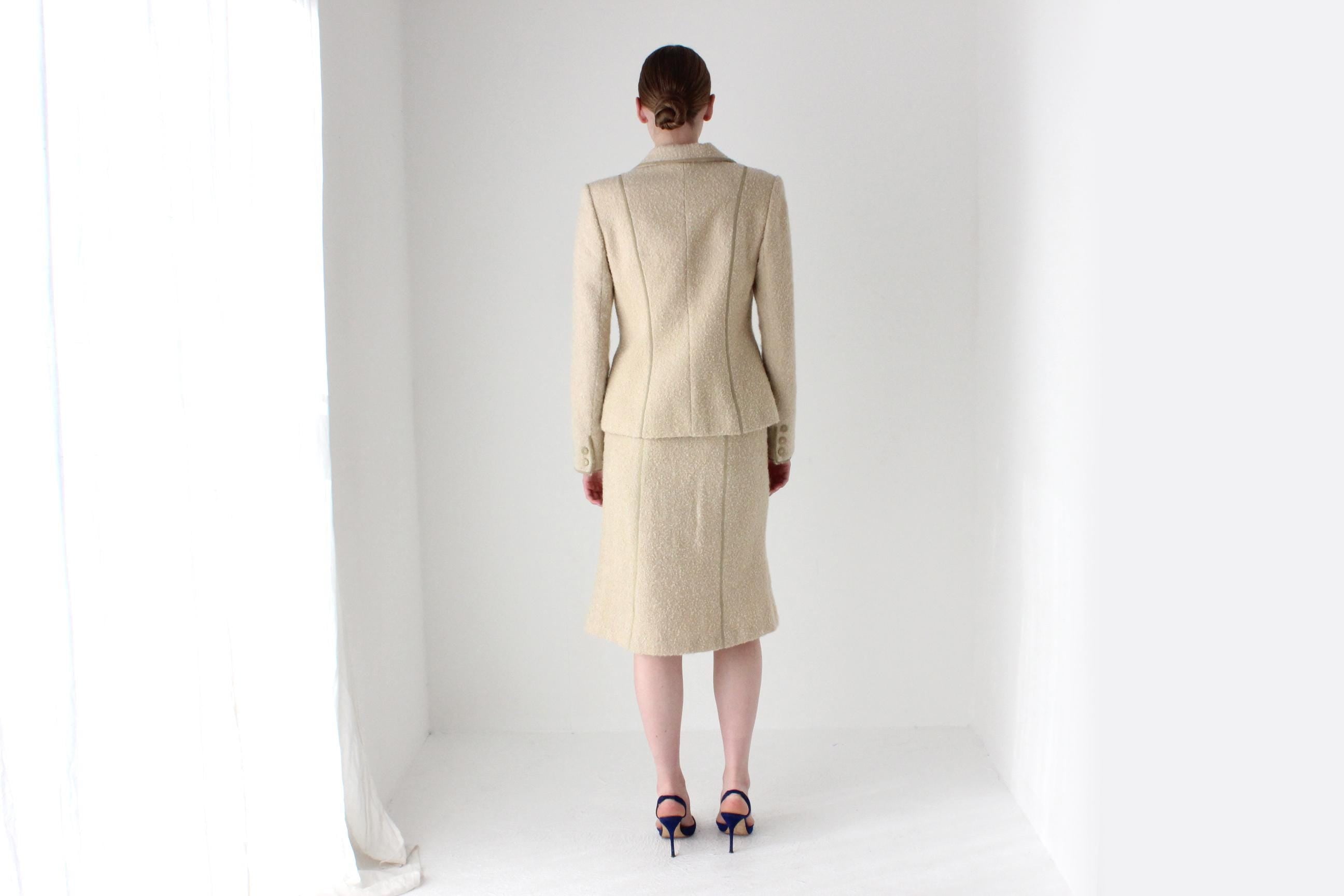 1990s Italian Designer Luisa Beccaria Mohair & Wool Winter Skirt Suit