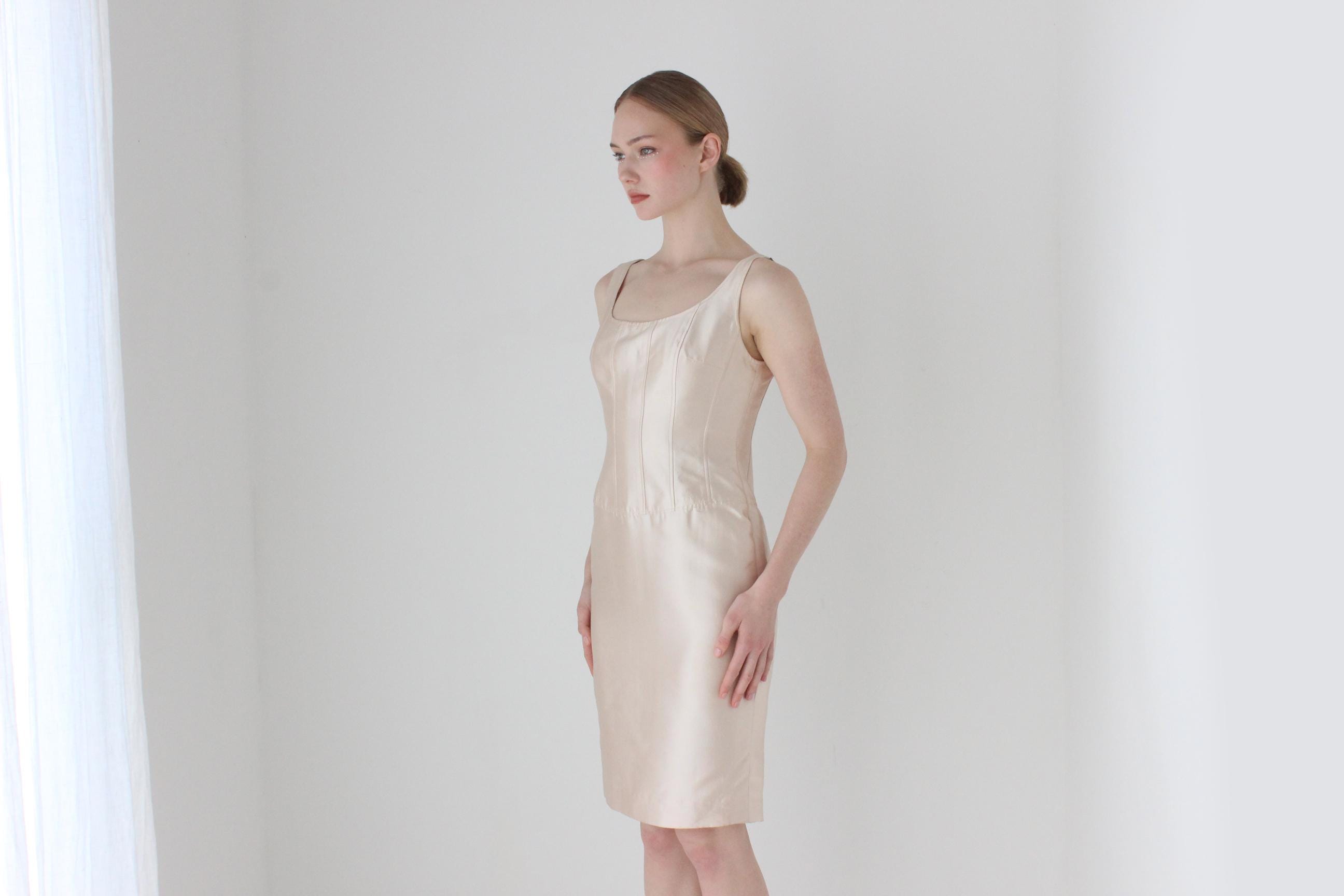 2000s Iridescent Silk & Wool Designer Bridal Corset Mini