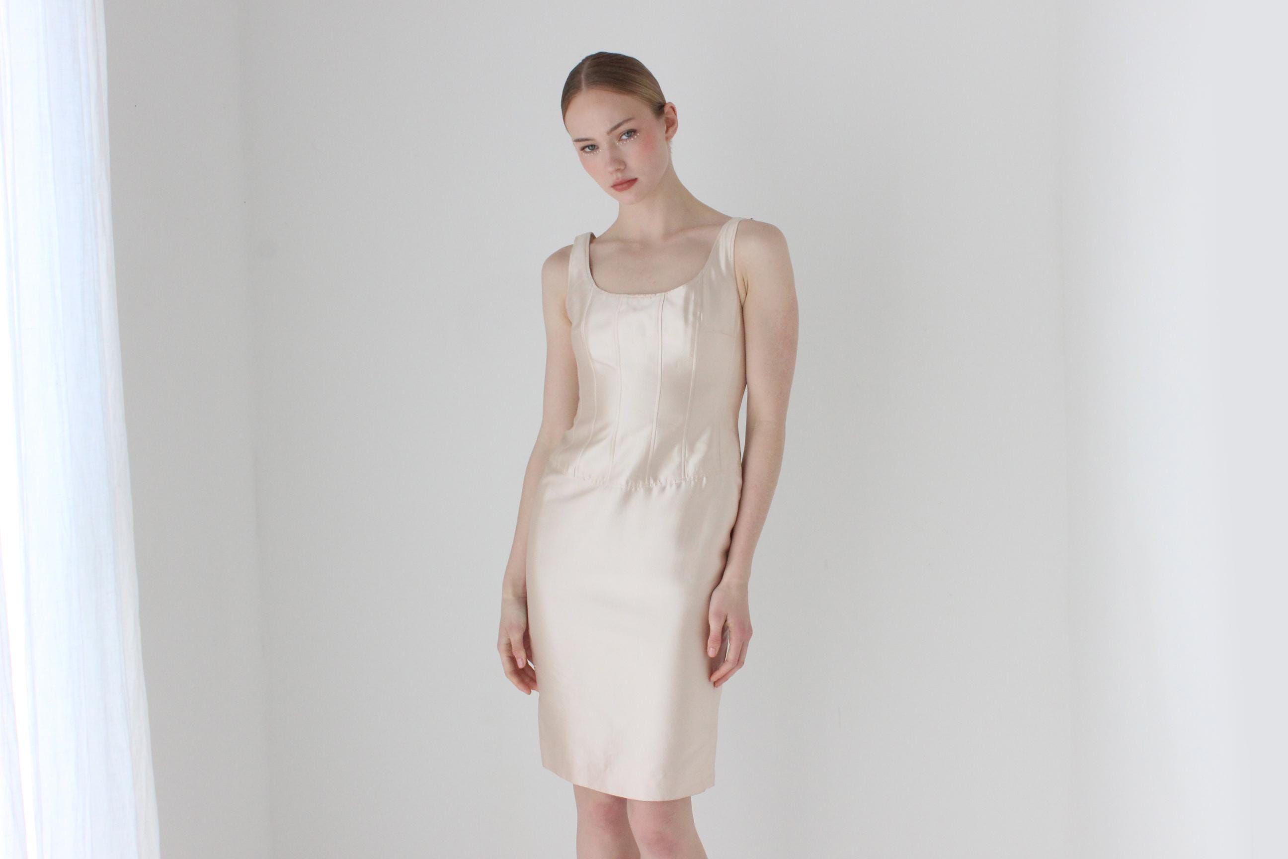 2000s Iridescent Silk & Wool Designer Bridal Corset Mini