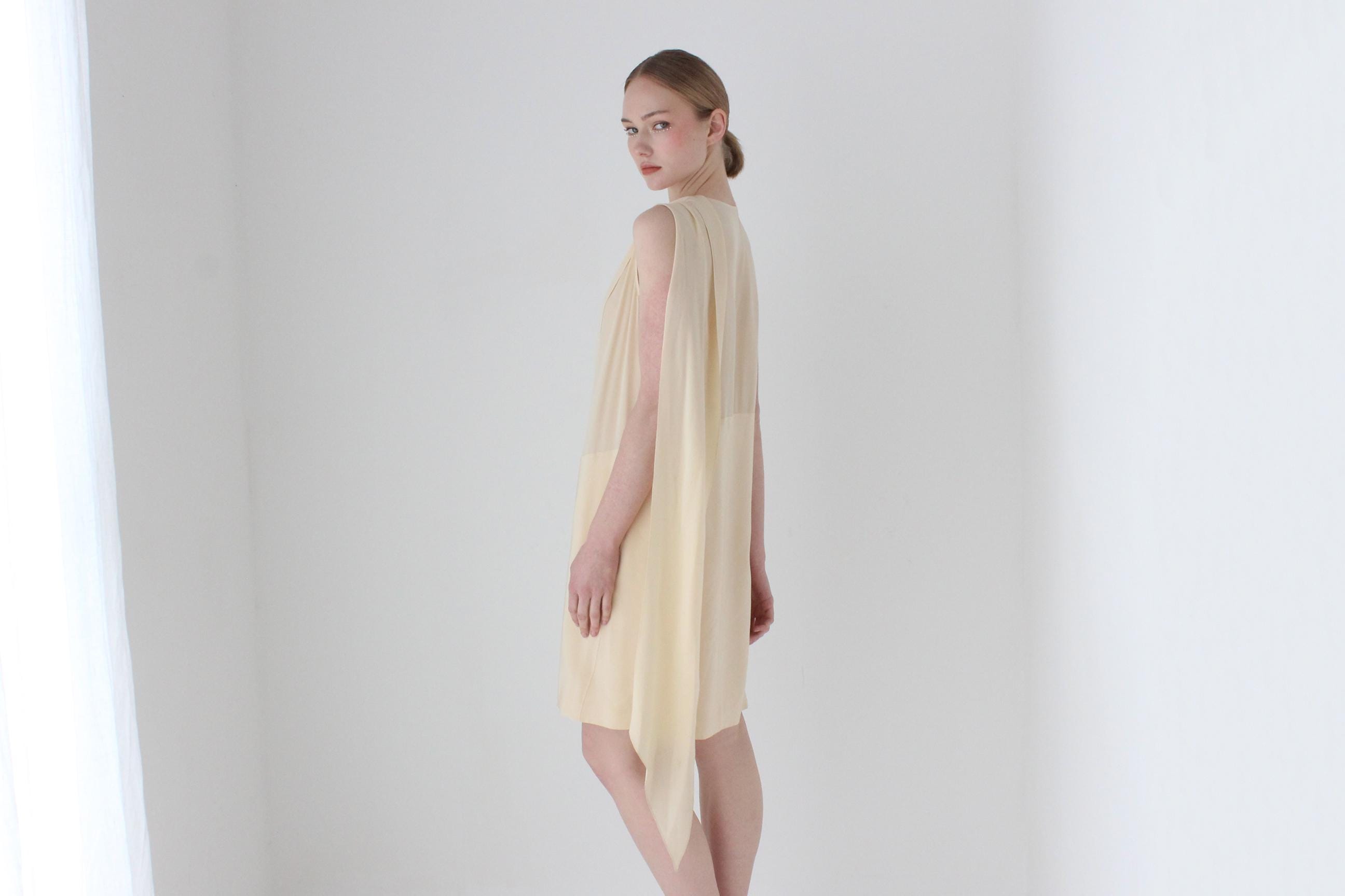 Céline by Phoebe Philo 2010 Layered Silk High Neck, Draped Directional Cocktail or Bridal Dress