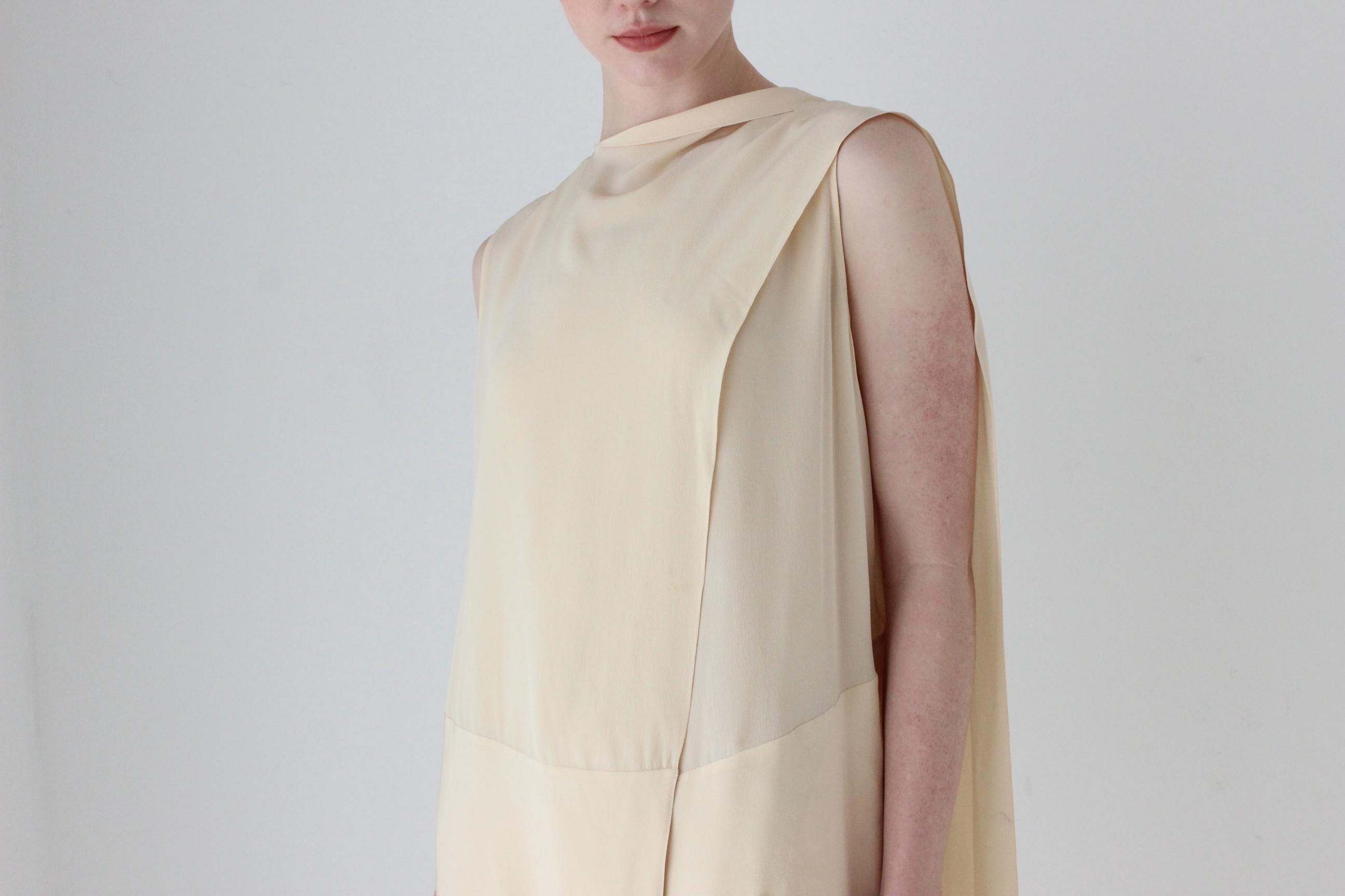 Céline by Phoebe Philo 2010 Layered Silk High Neck, Draped Directional Cocktail or Bridal Dress