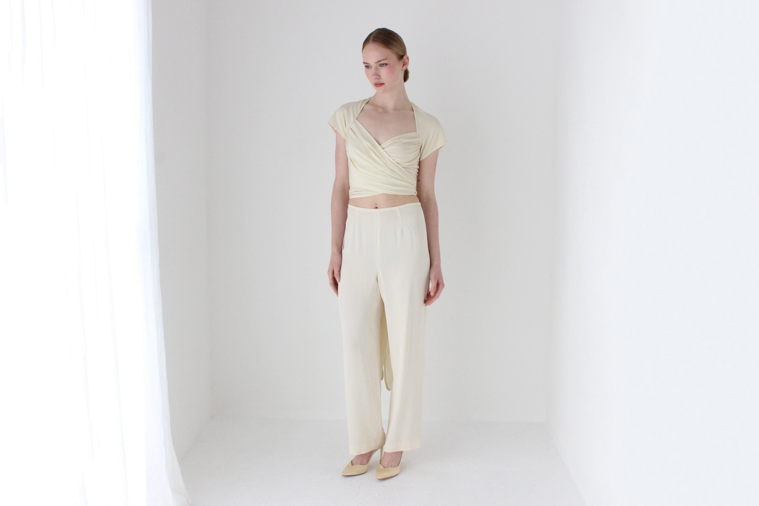 2000s Moschino Cream Wrap Ballerina Bridal Top