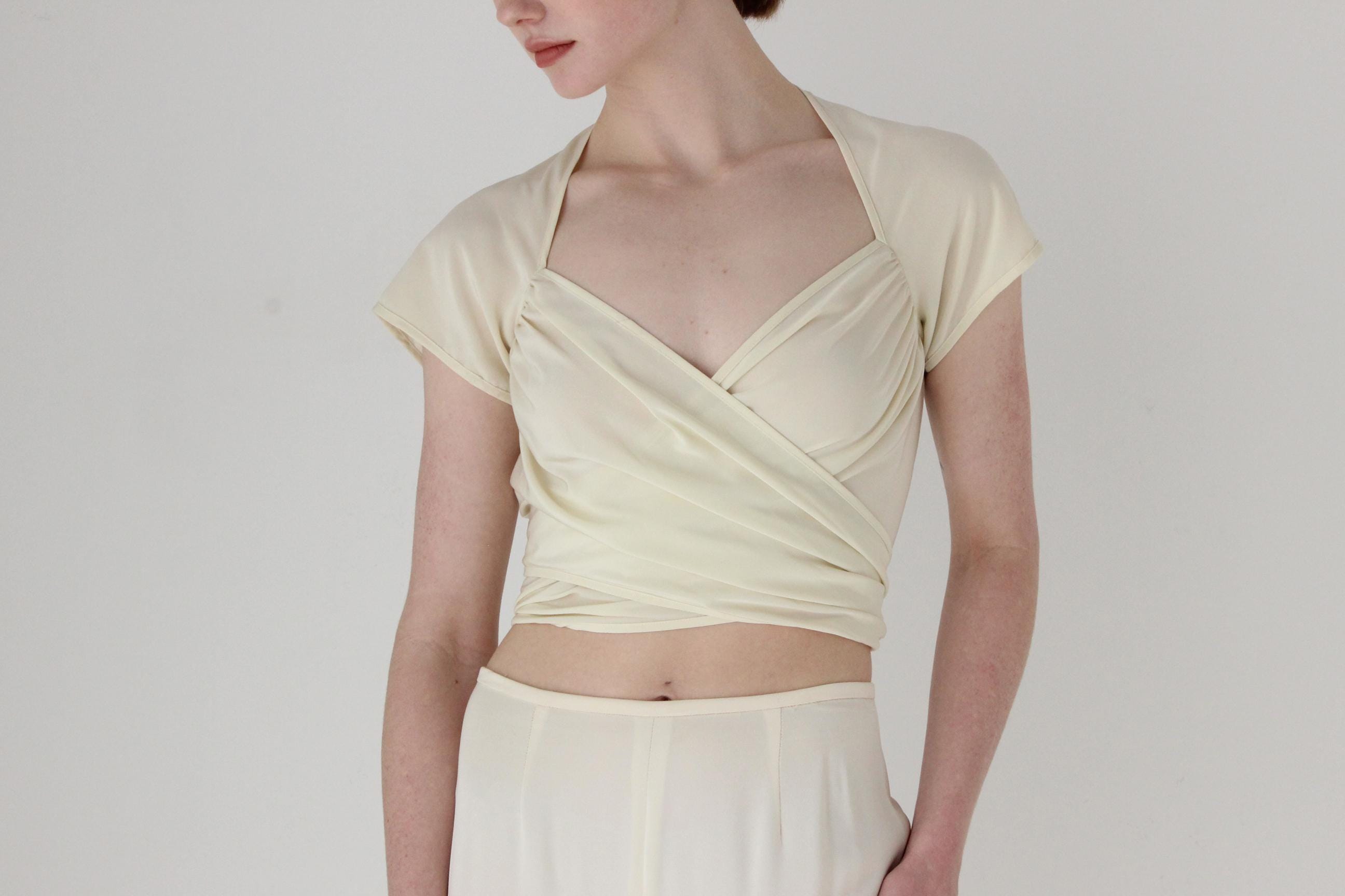 2000s Moschino Cream Wrap Ballerina Bridal Top