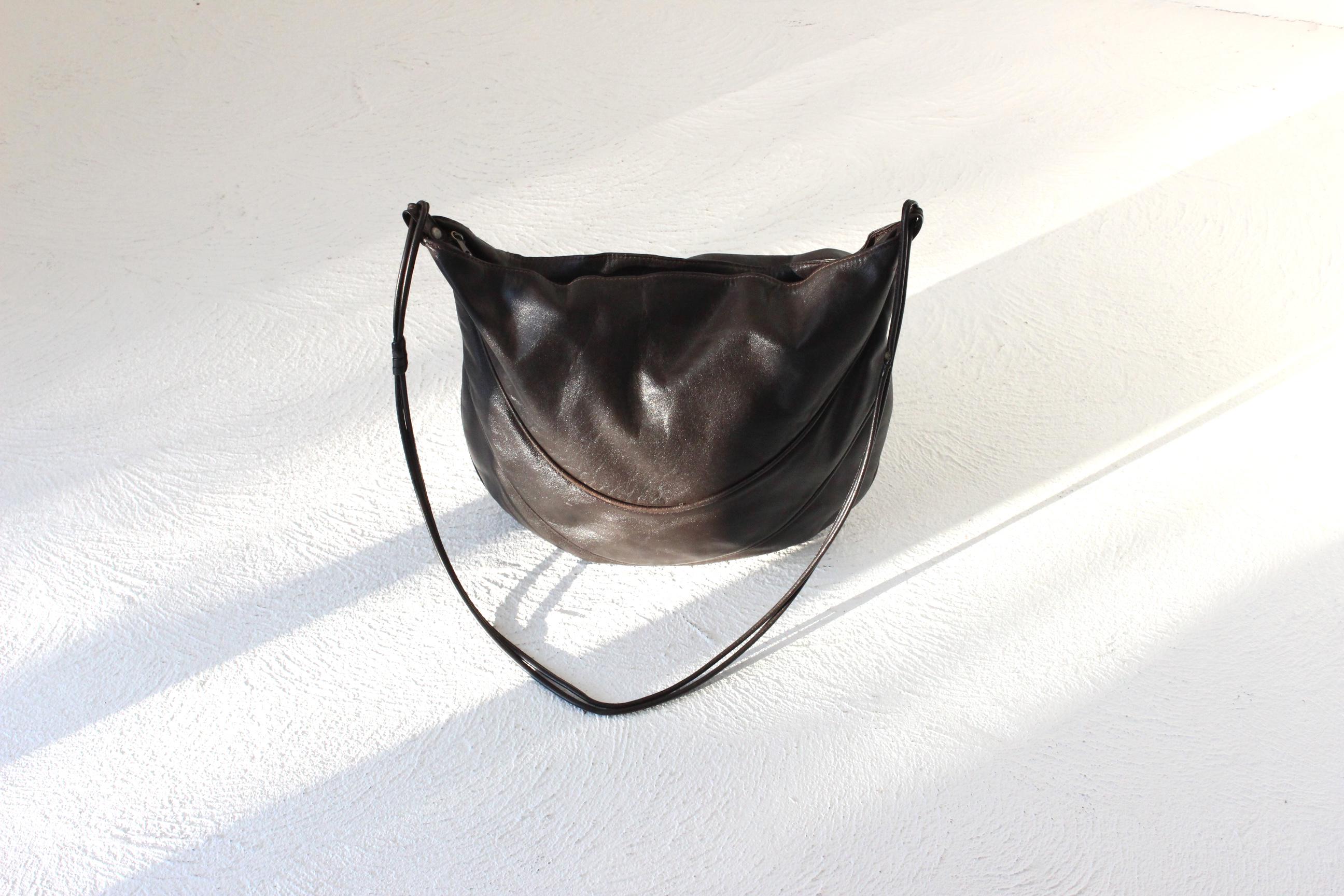 1980s Italian Leather Half Moon Shape Shoulder Bag