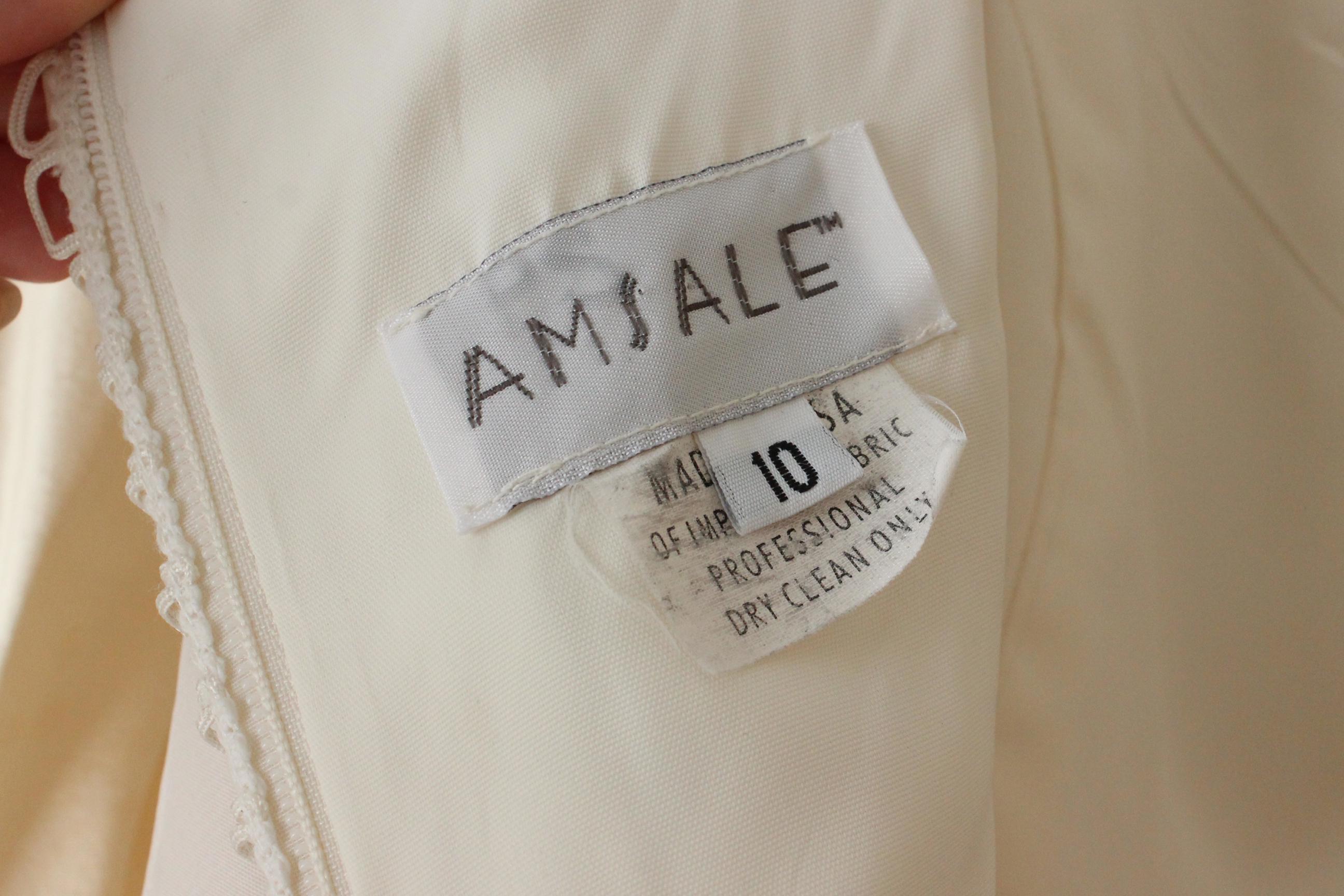 RESERVED - Deposit Paid 1990s Archival Amsale Bridal Couture Scoop Neck Drop Waist Wedding Ball Gown w/ Rosettes