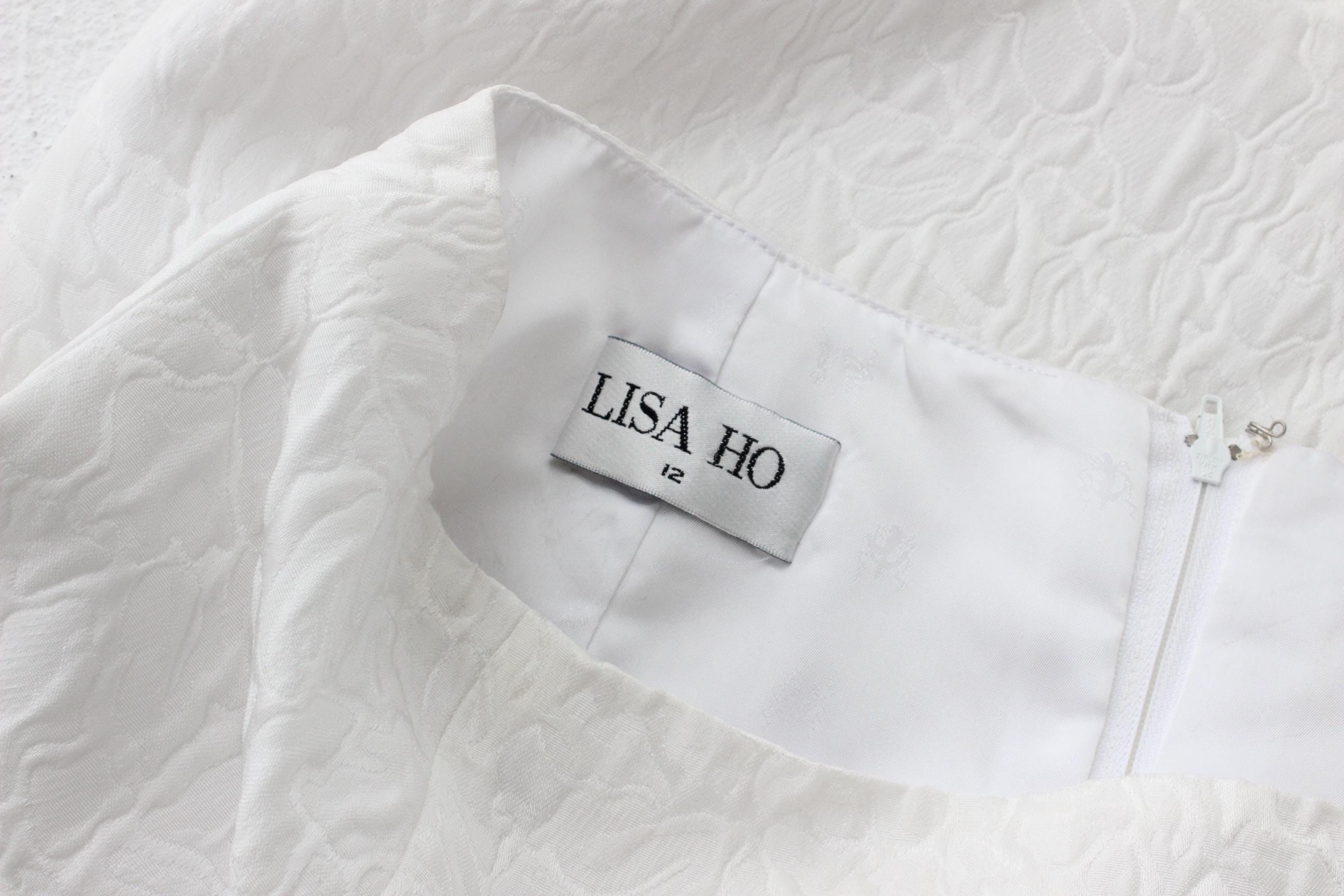 1990s Lisa Ho Bridal Mini Skirt Suit w/ Flower Blob Buttons