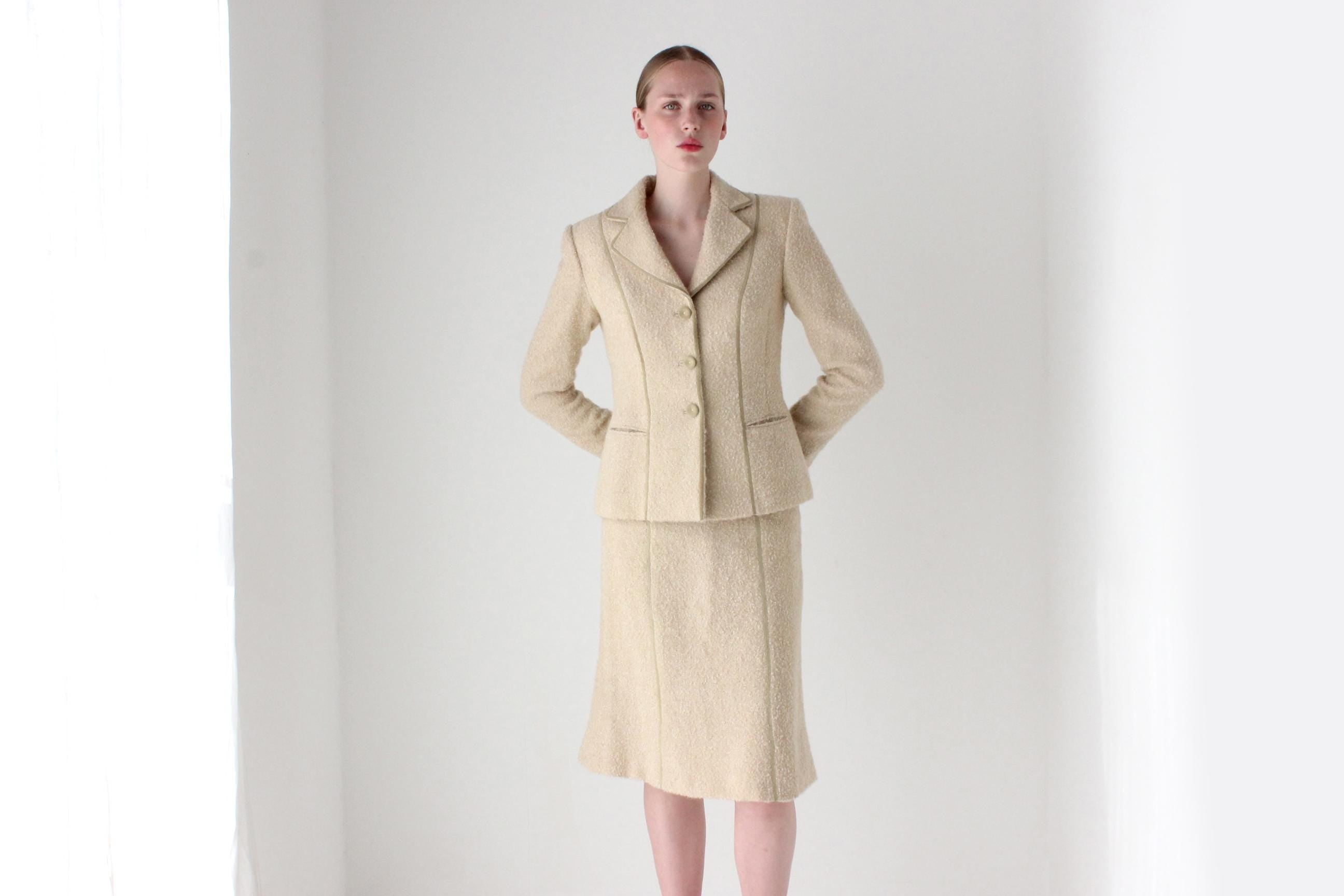 1990s Italian Designer Luisa Beccaria Mohair & Wool Winter Skirt Suit